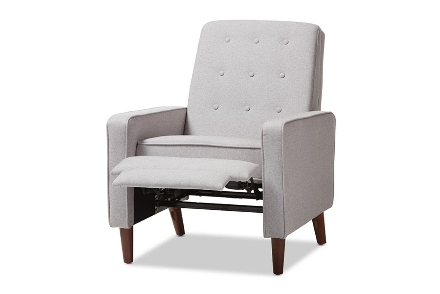 Baxton Studio Baxton Studio Mathias Mid-century Modern Light Grey Fabric Upholstered Lounge Chair