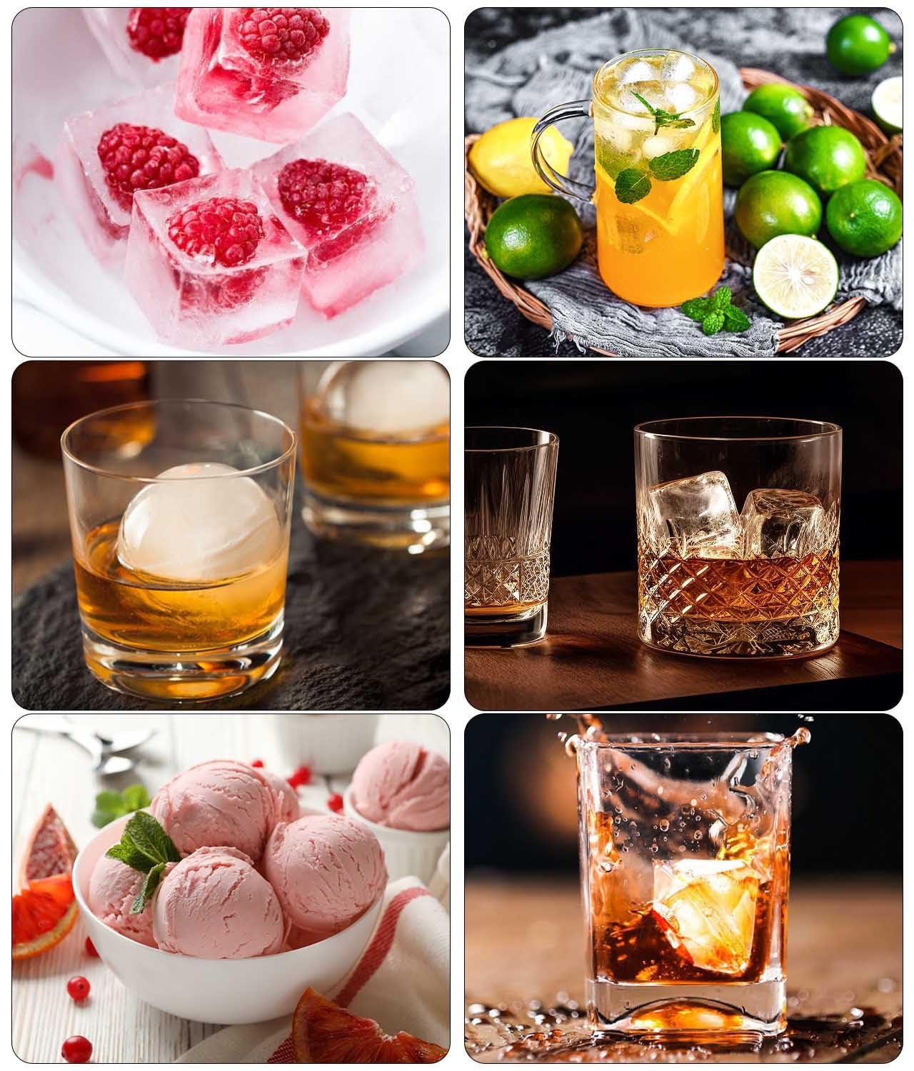 DclobTop Dclobtop Ice Cube Trays and Ice Molds, Silicone Ice Cube Molds for Freezer with Lid, Diamond & Sphere Ice Ball Maker & Square Ice Cube Maker for Whiskey, Cocktails and Homemade, Reusable