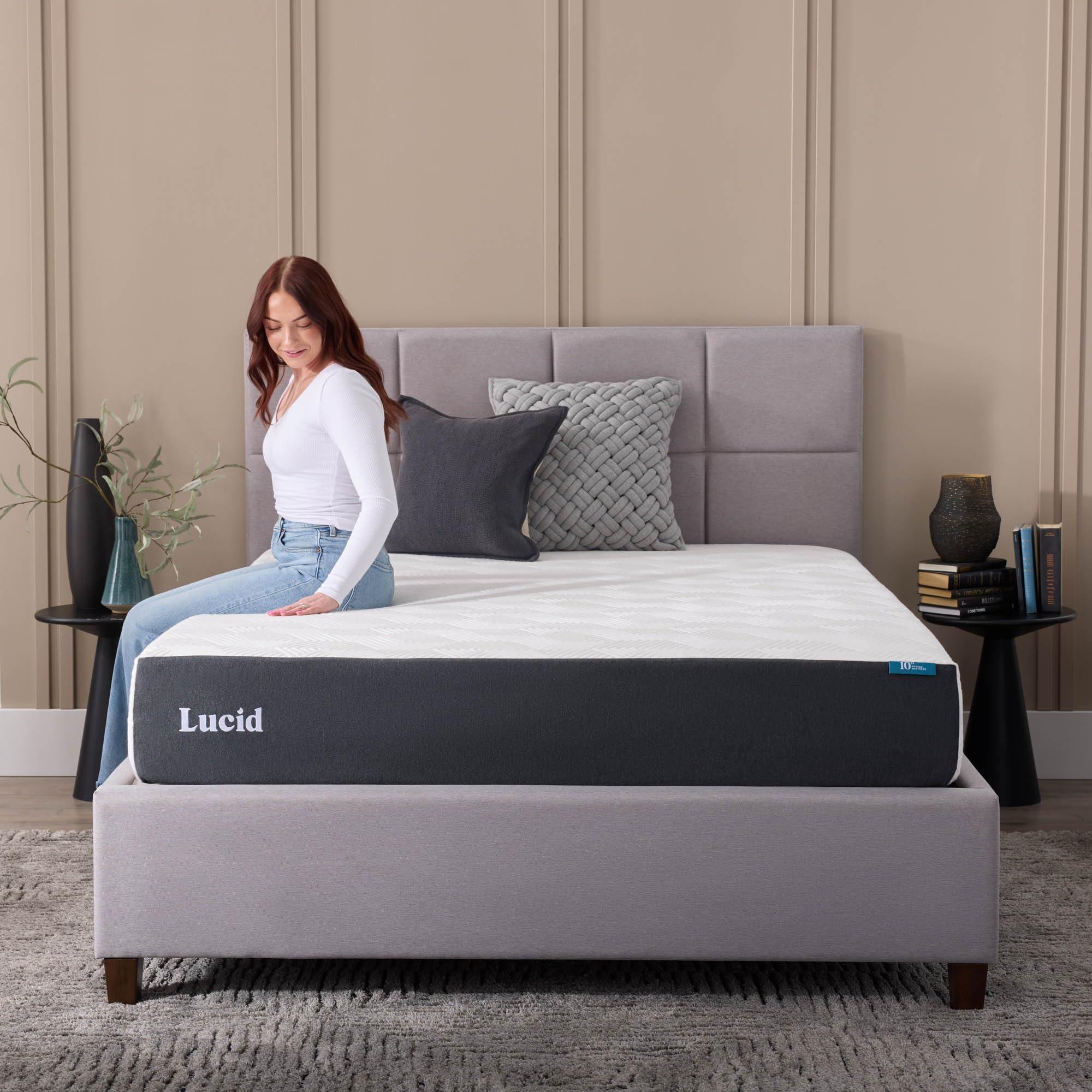 LUCID LUCID 10 Inch Memory Foam Mattress - Medium Feel - Infused with Bamboo Charcoal and Gel - Bed in a Box - Temperature Regulating - Pressure Relief - Breathable - Twin XL Size
