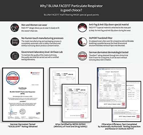 BLUNA FACE FIT [10 Pack] :: Authentic :: BLUNA [Kids/Small] KF94 Facefit Ergonomic 3D Adjustable Strap Korean Face Mask, White [Made in Korea][Individual Package] for Small Kids Children