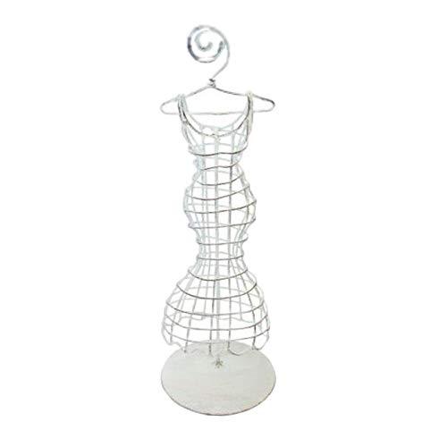 MY SWANKY HOME MY SWANKY HOME Elegant White Iron Wire Hourglass Dress Form Set 2 Jewelry Photo Holder 11 in