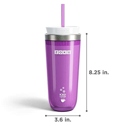 ZOKU ZOKU Instant Iced Coffee Maker, Reusable Beverage Chiller Cools Hot Beverages in Minutes Without Dilution, Portable 11-ounce Tumbler With Spill-resistant Lid and Straw, Purple