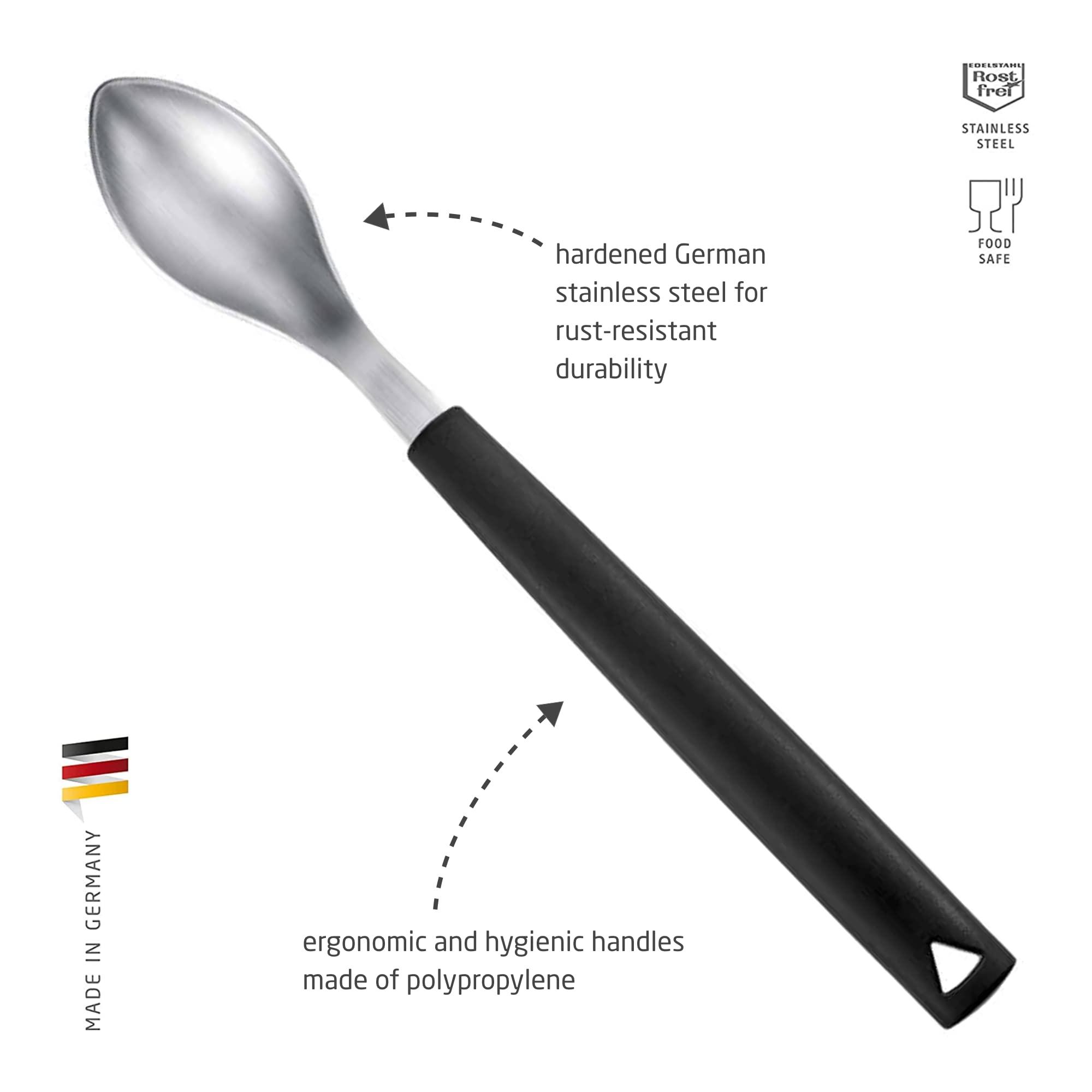 triangle triangle Large Quenelle Spoon, Carded - Stainless Steel - Creates Smooth, Rounded Scoops for Plating - GreenGrip Handle - Dishwasher Safe - Made in Germany