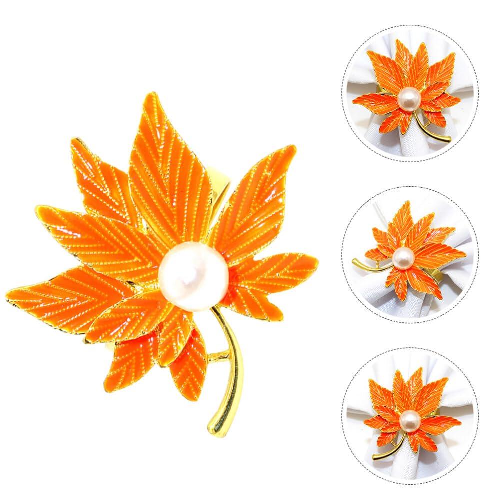Yardwe Yardwe Fall Napkin Rings Holder, 4pcs Maple Leaf Napkin Ring Christmas Napkin Holder Serviette Buckles for Dining Table Harvest Autumn Farmhouse Thanksgiving Day Party Decor