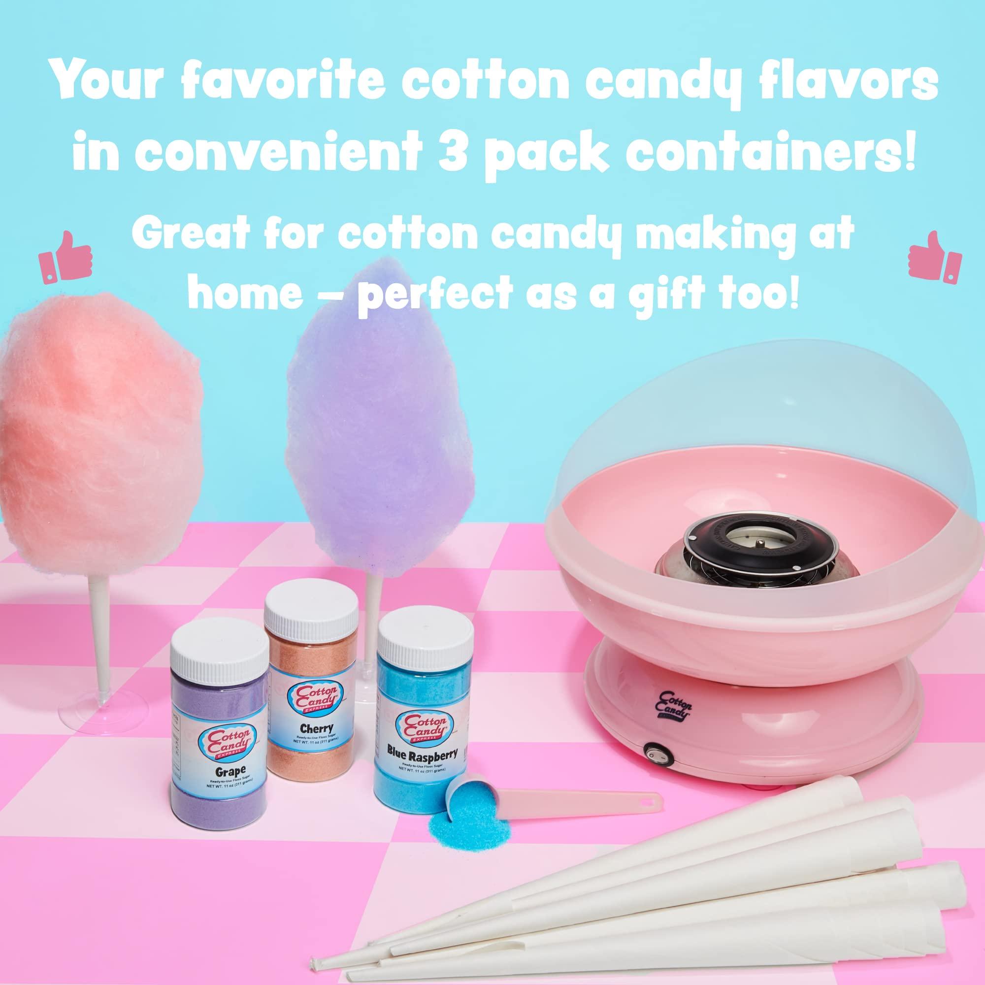 Cotton Candy Express Cotton Candy Express CC1000-S Cotton Candy Machine, with 5 - 11oz. Jars of Cherry, Grape, Blue Raspberry, Orange, Pink Vanilla Floss Sugar & 50 Paper Cones Easy to Use and Clean