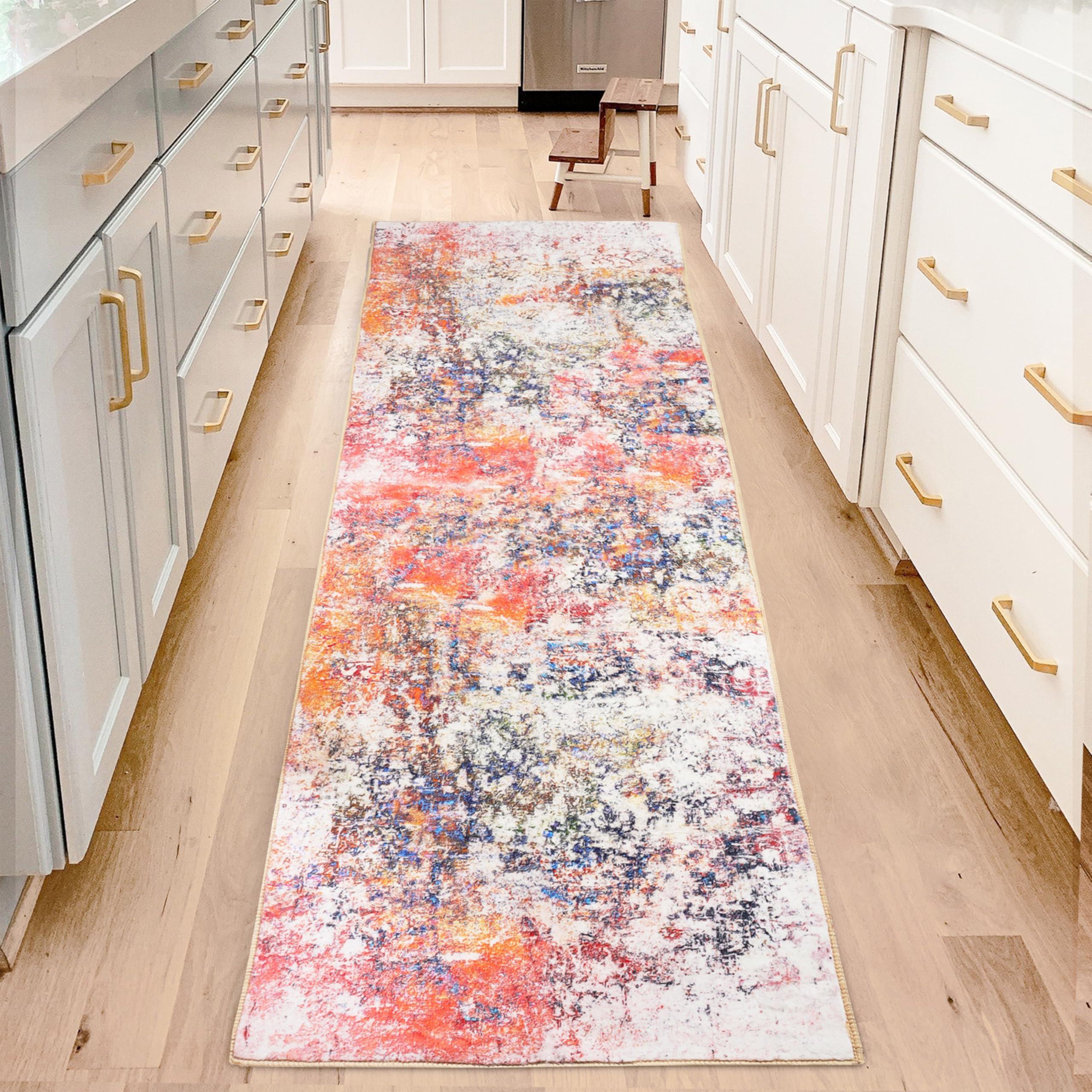 DELISEPT DELISEPT Modern Abstract Runner Rug, 2x8 Washable Hallway Runner Rug Non Skid Soft Kitchen Runner Rugs for Entryway Laundry Room Living