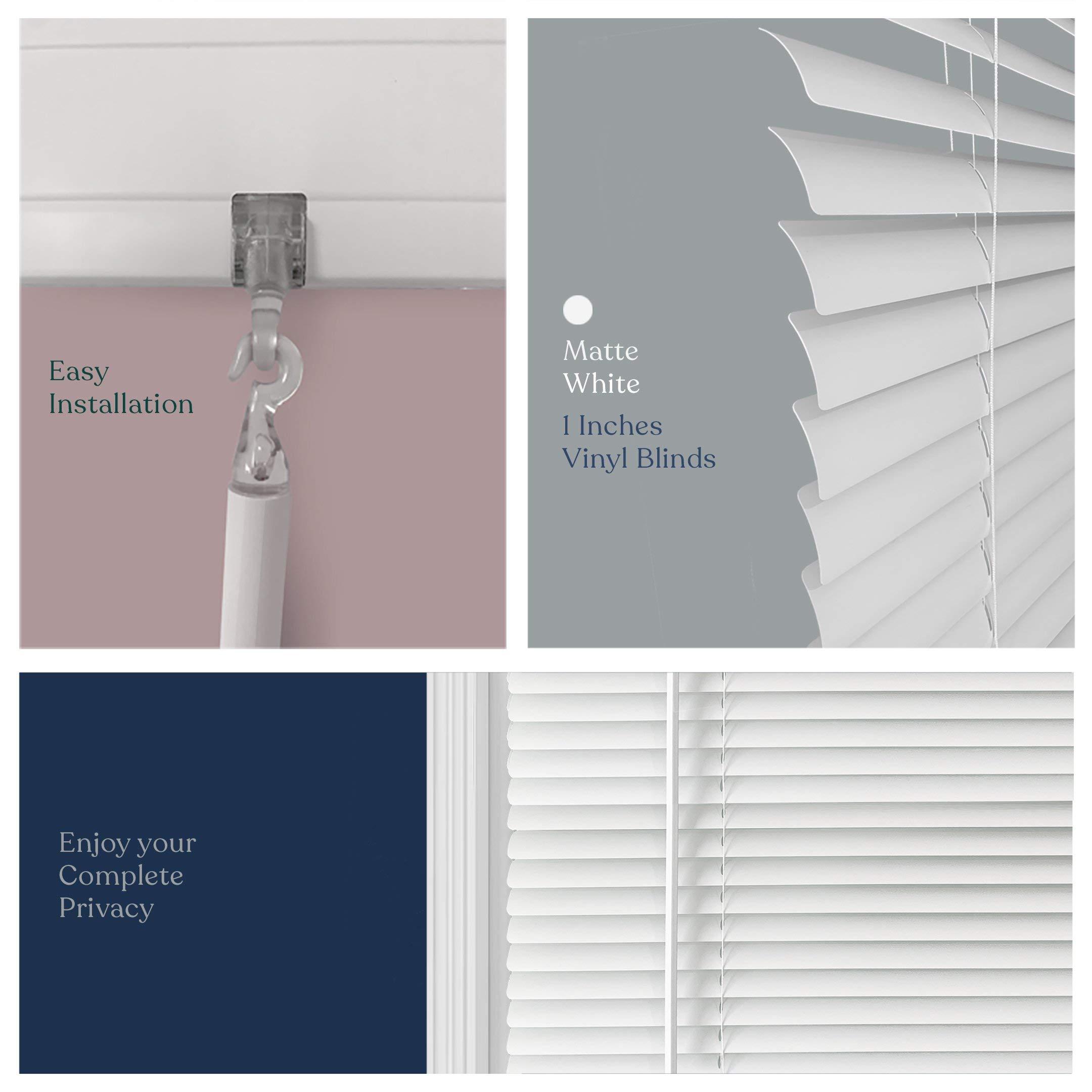 Mood Mood Mini Blinds | 48 inch Blinds for Windows | 1" Cordless Vinyl Window Treatment | Premium White | 48 x 72