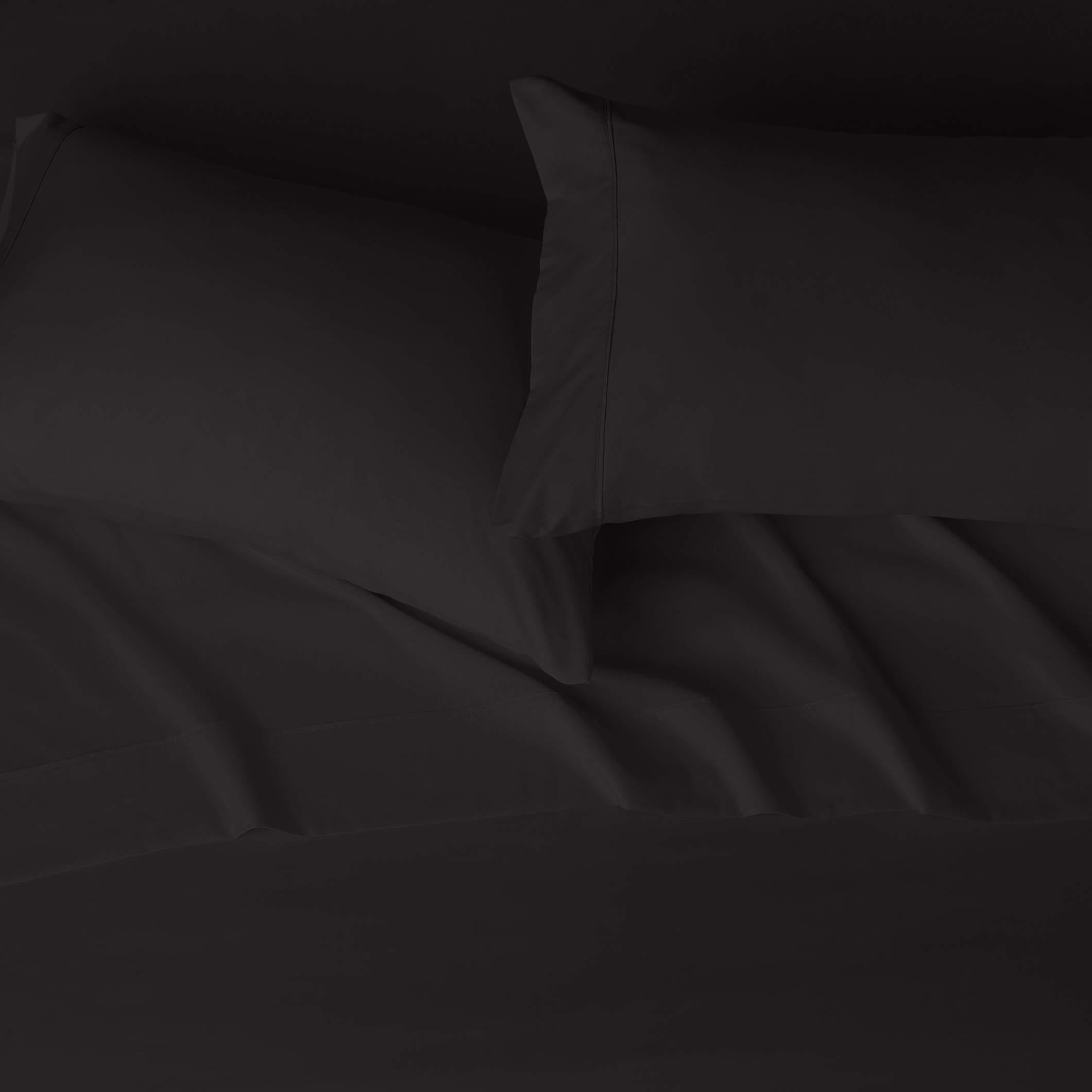 snowhomes 800 Thread Count 4-Piece Bed Sheet Set-100% Cotton Bedding Set Black Short Queen Sheets-Long Staple Cotton, Breathable & Cooling Sheet, Soft Sateen Weave, Fits Mattress Upto 12\" Deep Pockets