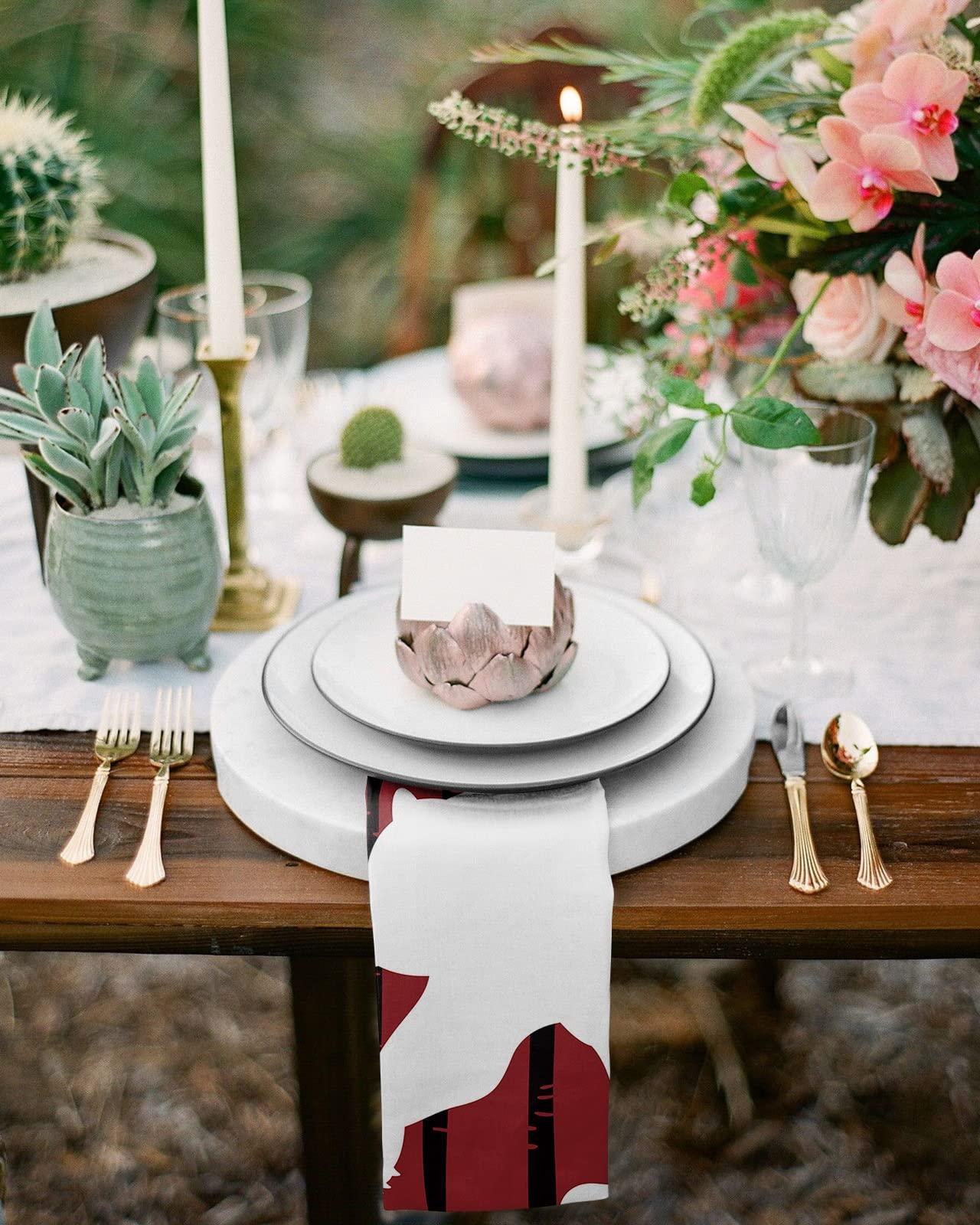 Kewadony Kewadony Christmas Bear Kitchen Towels 2 Pack Dish Towels for Kitchen, Red and Black Checkered Absorbent Microfiber Hand Towels for Bathroom, Soft Tea Towels Bar Towels, 18 x 28 Inch