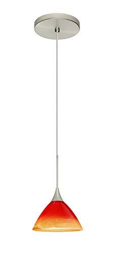 Besa Besa 1XT-1743SL-SN Art Glass One Light Pendant from Domi Collection in Pewter, Nickel, Silver Finish,