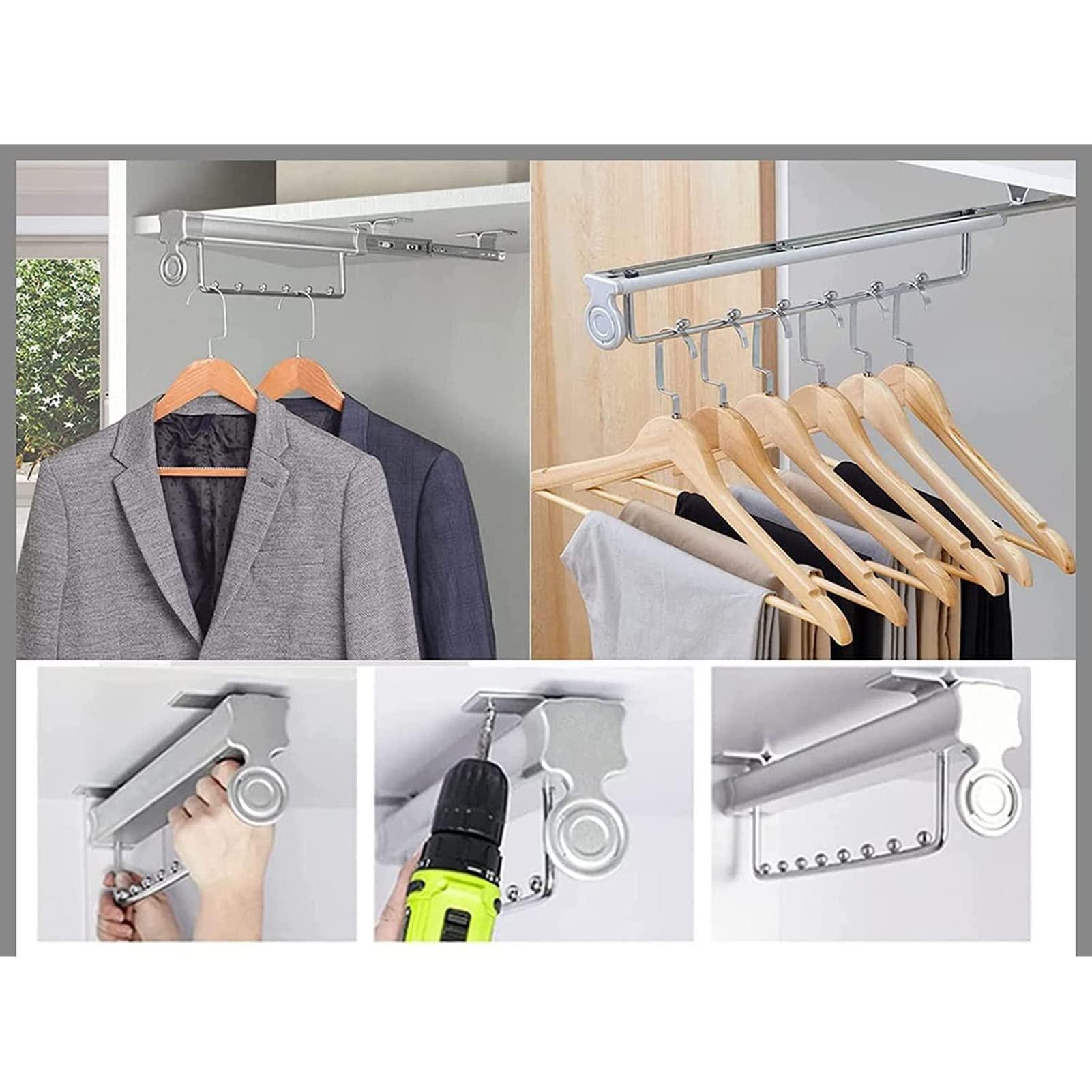 HONGKEFIT Clothes Hanger Closet Pull Out Valet Rod, Pull-Out Closet Valet Rod with Mounting Screws, Top Mount Save Wardrobe Space Cabinet Organizer5sizes (Color : 30cm)
