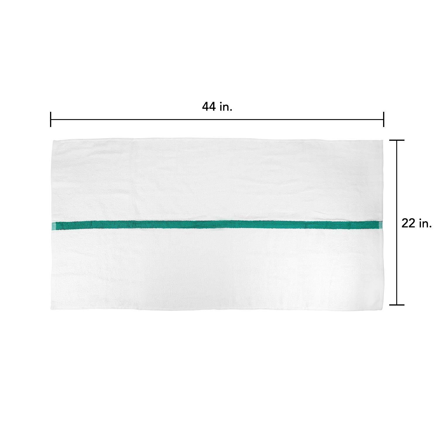 Arkwright LLC Arkwright White Bath Gym Towel - Case of 60 - Bulk 100% Cotton Soft Quick Dry Sweat Absorbent Hotel Quality Towels for Workout, Bathroom, Spa, Pool, 22 x 44 in, Green