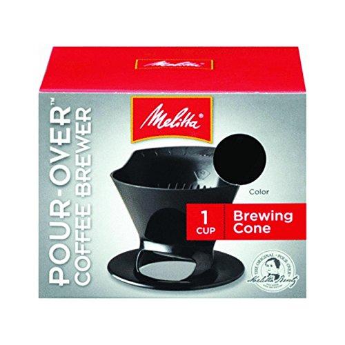 Melitta Melitta Ready Set Joe Single Cup Pour Over Coffee Brewer Maker – 1 Black & 1 Red + #2 Natural Brown Cone Coffee Filters 100-Count