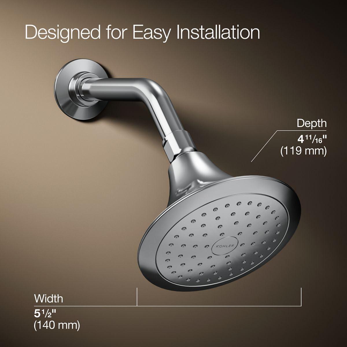 Kohler KOHLER K-10282-AK-CP Forte 2.5 GPM Single-Function Wall-Mount Showerhead With Katalyst Spray, Polished Chrome