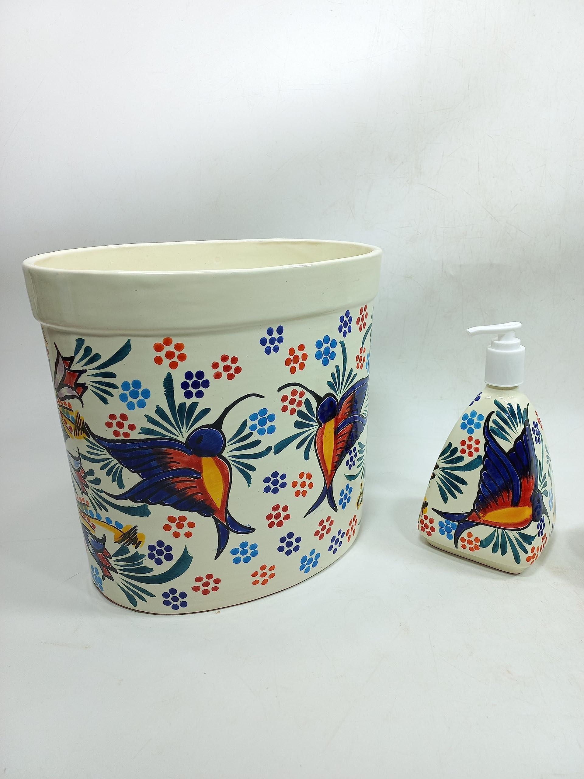 Generic BATHROOM ACCESORY SET basket soap toothbrush holder mexican talavera ceramic