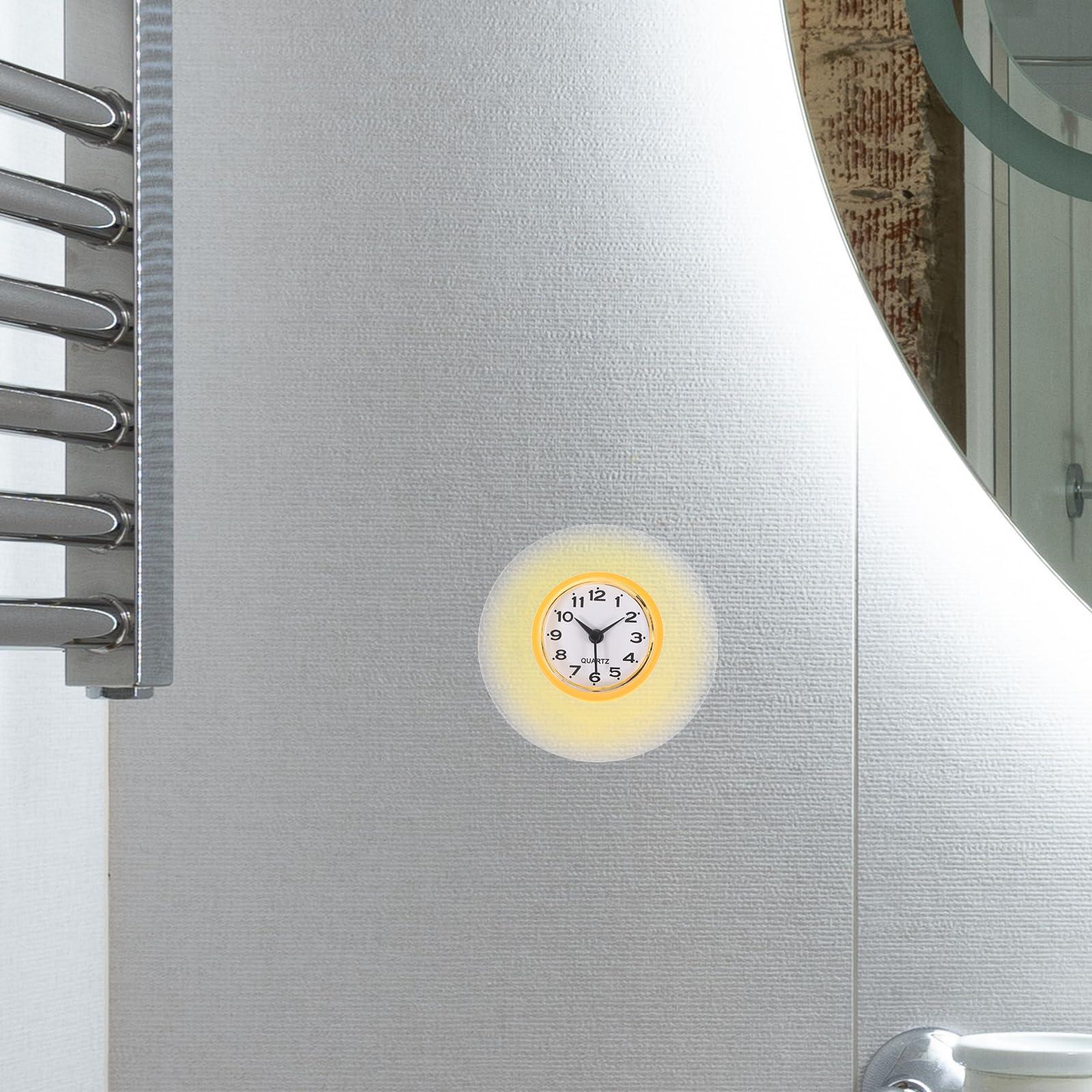 Luxshiny Luxshiny Bathroom Clock Cup Shower Clock for Kitchen and Bathroom Mirror Easy to Install No Battery Included