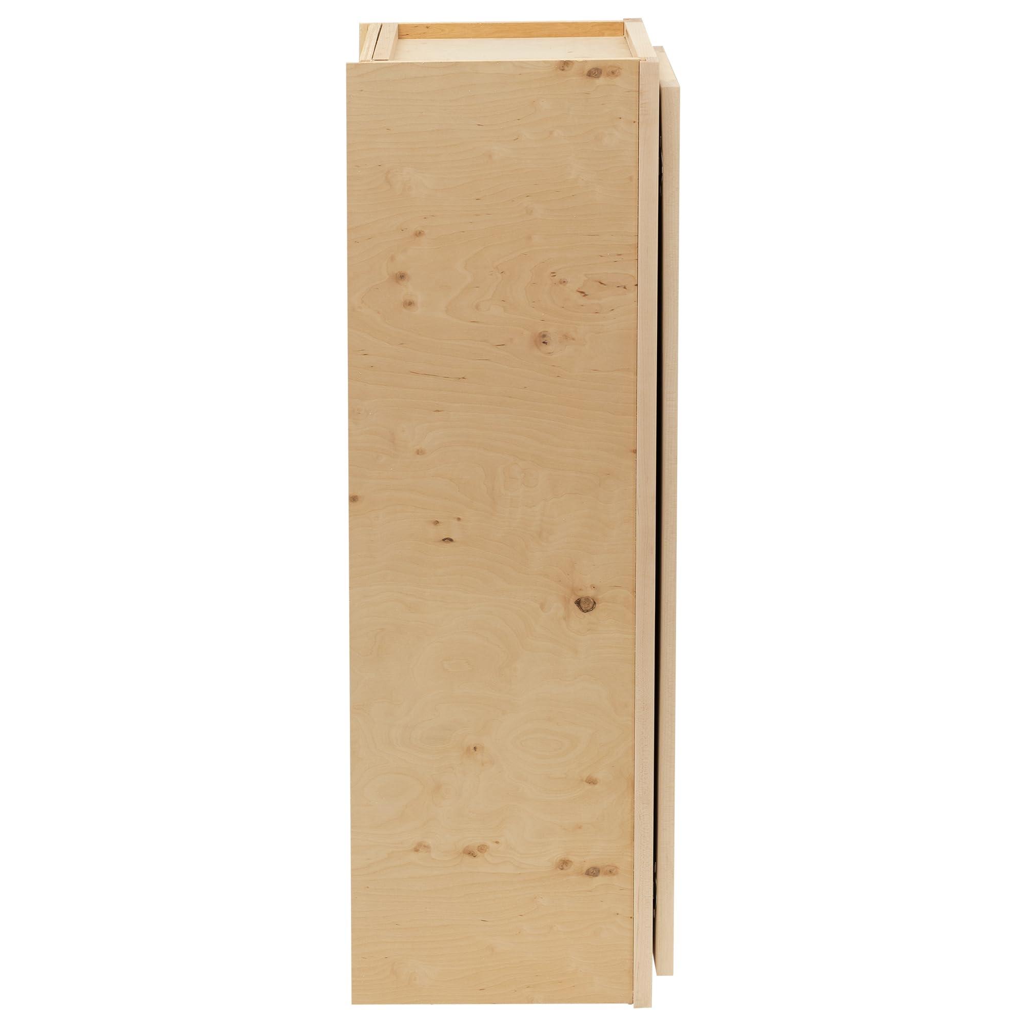 Quicklock Cabinets Quicklock RTA (Ready-to-Assemble) 42" Tall Wall Kitchen Cabinets - Shaker Style | 100% Hardwood | Made in America | Soft Close Hardware (Raw Maple, 12" D x 15" W x 42" H)