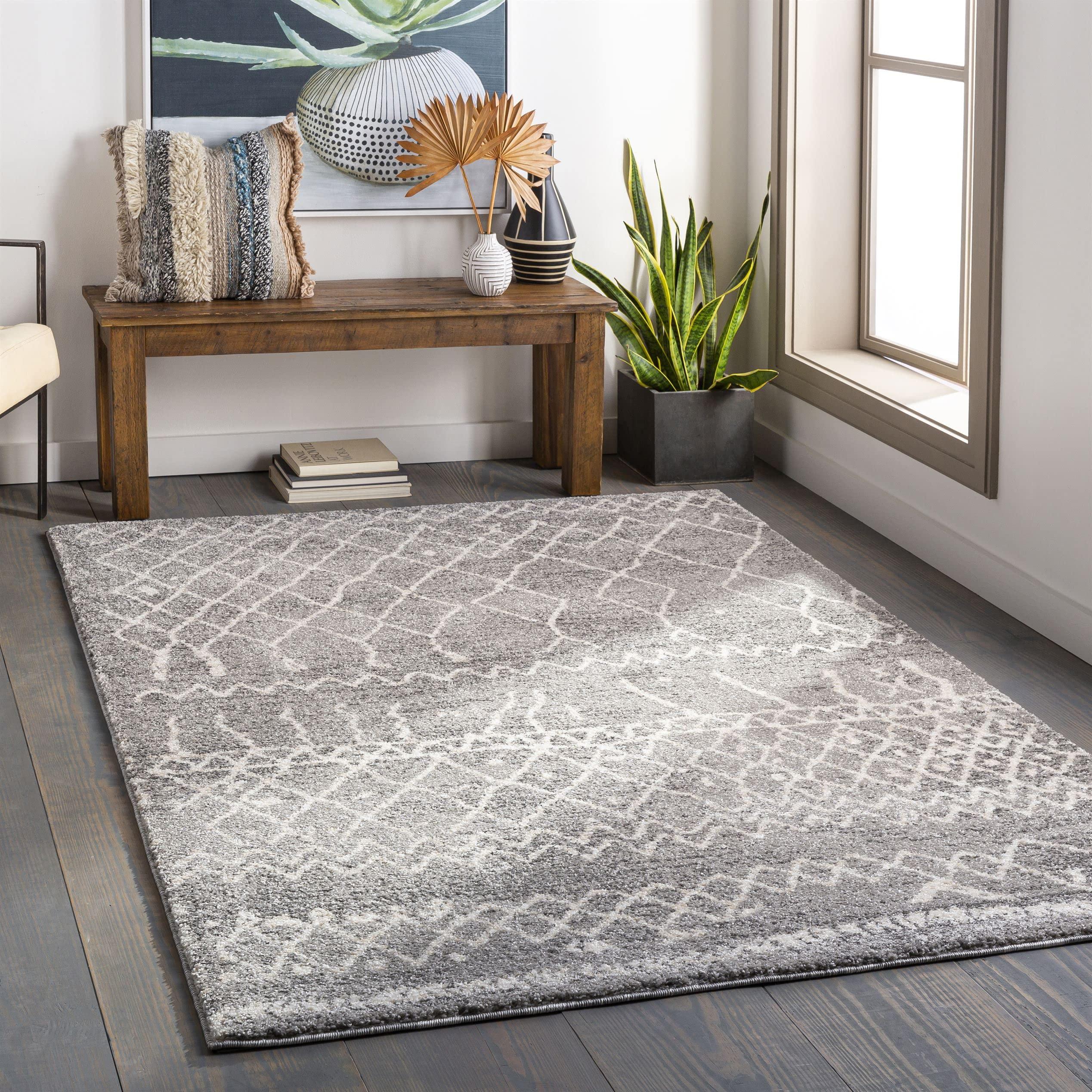 MARK & DAY Mark&Day Area Rugs, 8x10 Oostwoud Global Charcoal Area Rug, Grey White Carpet for Living Room, Bedroom or Kitchen (7'10" x 10')