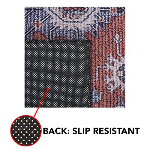 Safavieh SAFAVIEH Tucson Collection Area Rug - 6' x 9', Rust & Navy, Persian Medallion Design, Non-Shedding Machine Washable & Slip Resistant Ideal for High Traffic Areas in Living Room, Bedroom (TSN128P)