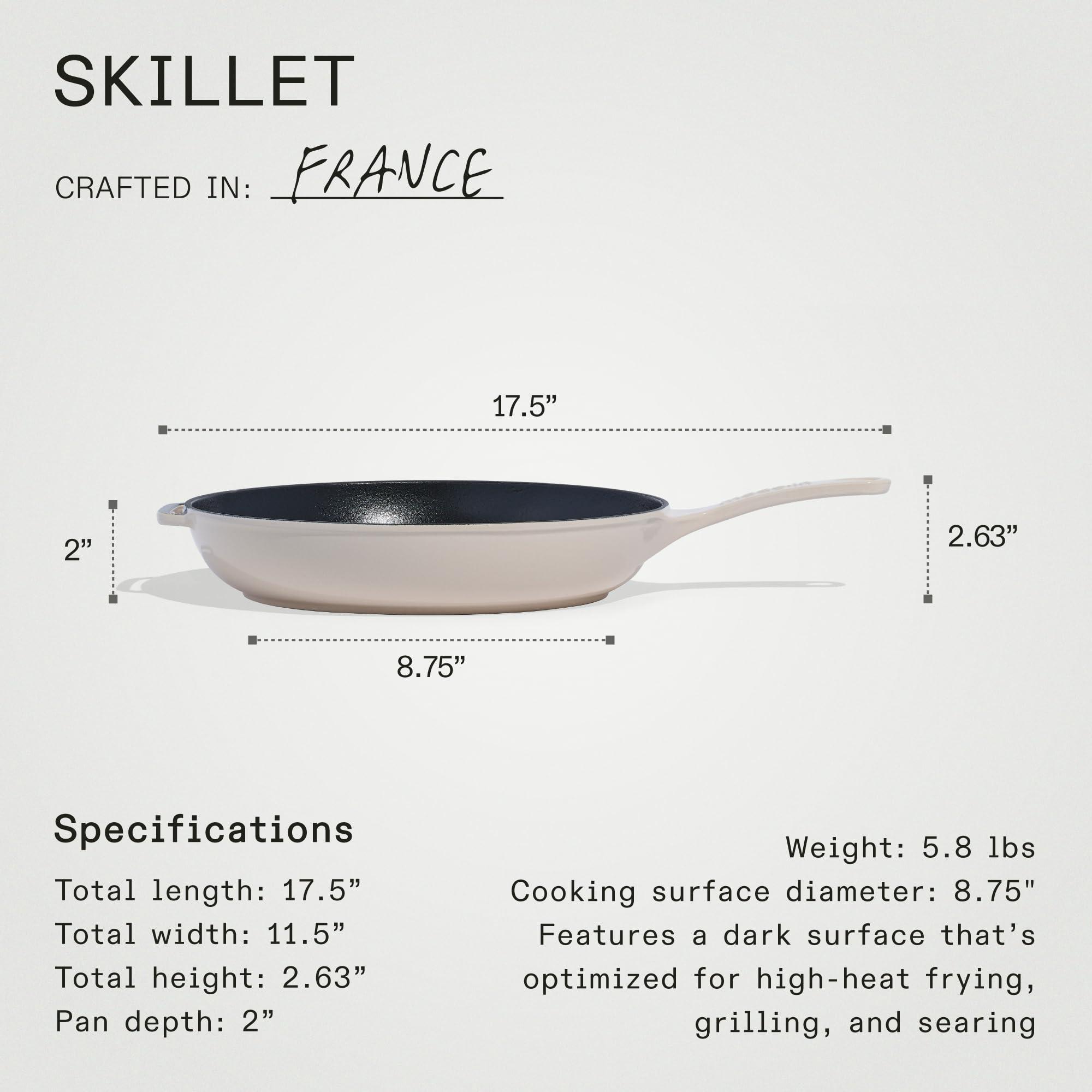 Made In Made In Cookware - Enameled Cast Iron Skillet - Antique White - Exceptional Heat Retention & Durability - Professional Cookware - Crafted in France - Induction Compatible