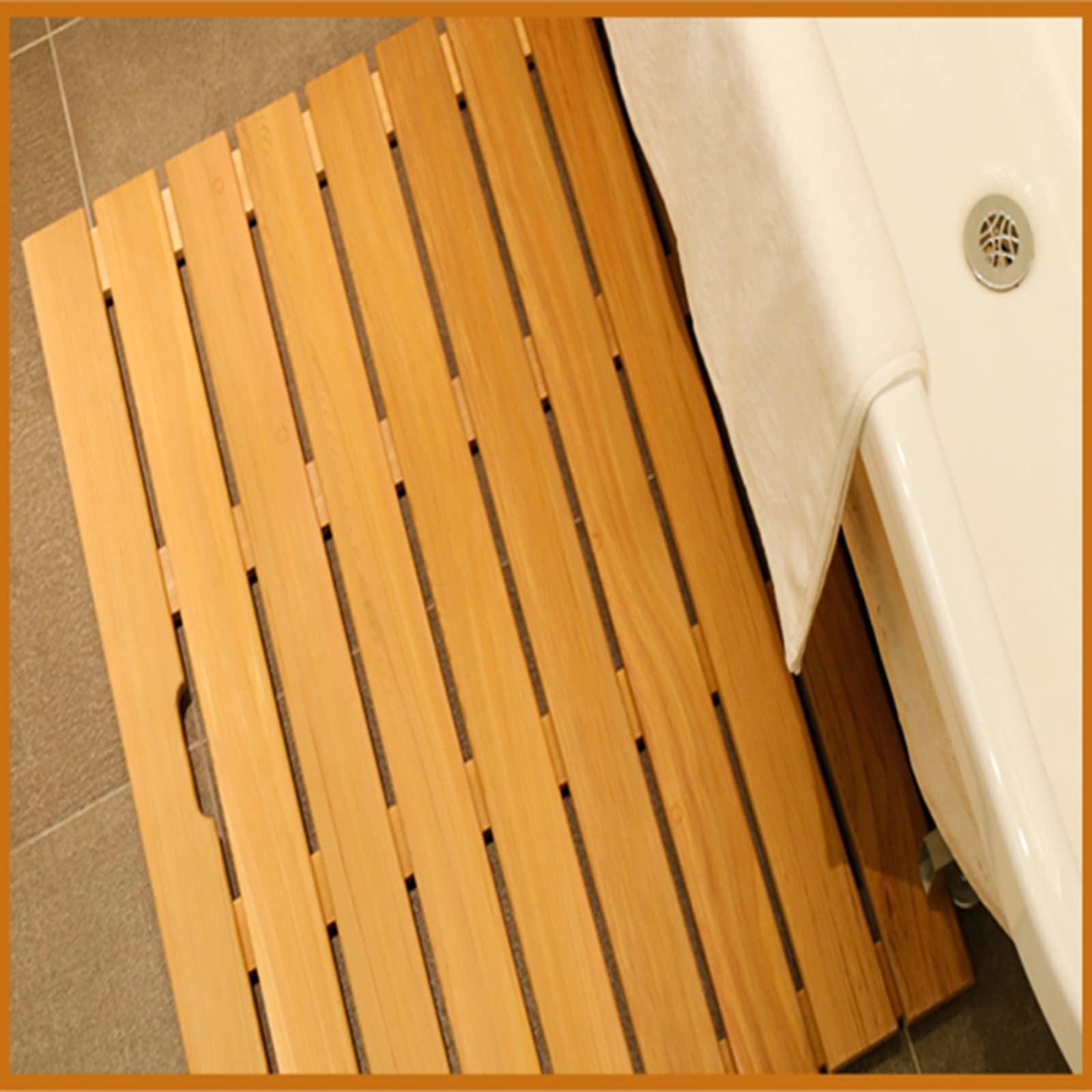 AQHZB Luxury Bamboo Mat Wood Shower Mat,Bamboo Bath Mat,Nature Bamboo Wooden Bath Mat,Bamboo Shower Mat,Non Slip Shower Tub Mat for Bathtub,Shower,Sauna,for Indoor Or Outdoor,70x90cm/28x36in