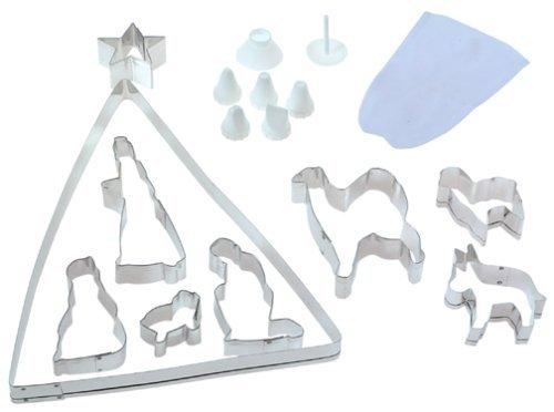 Fox Run Fox Run Nativity Scene Cookie Cutter Bake Set and Icing Kit for Christmas Gingerbread, 21-Piece, Metallic