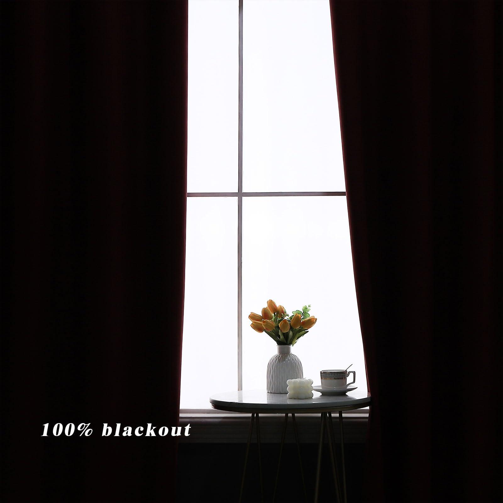 ABBRIGE ABBRIGE Extra Long Blackout Curtains - 72 to 240 Inch Long Total Blackout Tall Curtains - 2 Story Extra Long Window Floor to High Ceiling Drapes for Living Room Bedroom(1 Panel,Wine,52"x204")