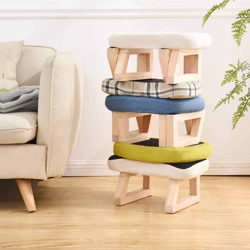 WWTSMYXGS Footstools Footstool Ottoman Small Washable Change Shoes Seat Play Stool Linen Solid Wood Frame,7 Colors (Color:Gray)