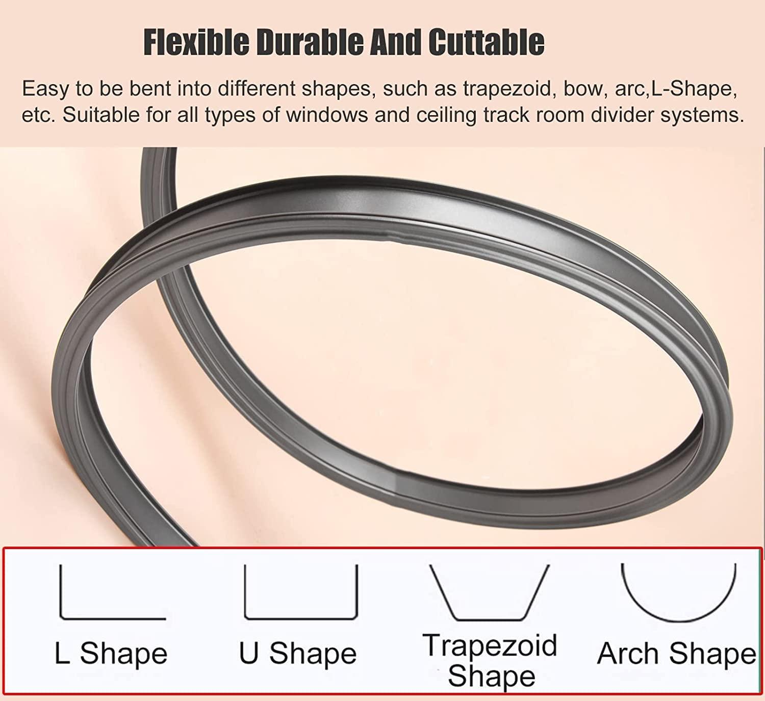 FEHUN Room Divider Ceiling Track System Shower Curtain Curved Ceiling Shower Room Dividers Bendable Curtain Track System, Cuttable Waterproof Curtain Rail Rod for Outdoor Indoor Windows, Camper, Include Com