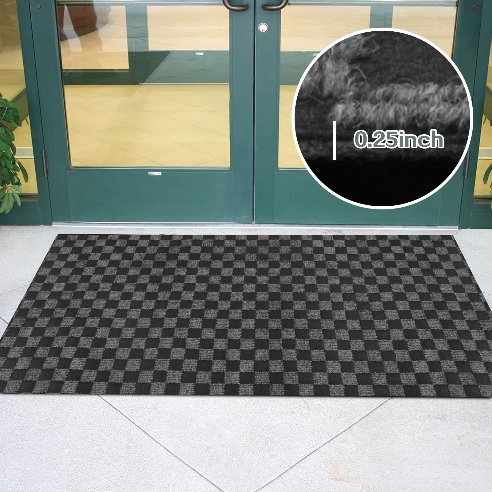 ZGR HOME&GARDEN Custom Size Runner Rug 3 ft x 20 ft, ZGR 2-82ft Carpet Runners Hallway Entryway Kitchen Garage Laundry Room Area Rugs with Non-Slip Rubber Backing, Checkered Black