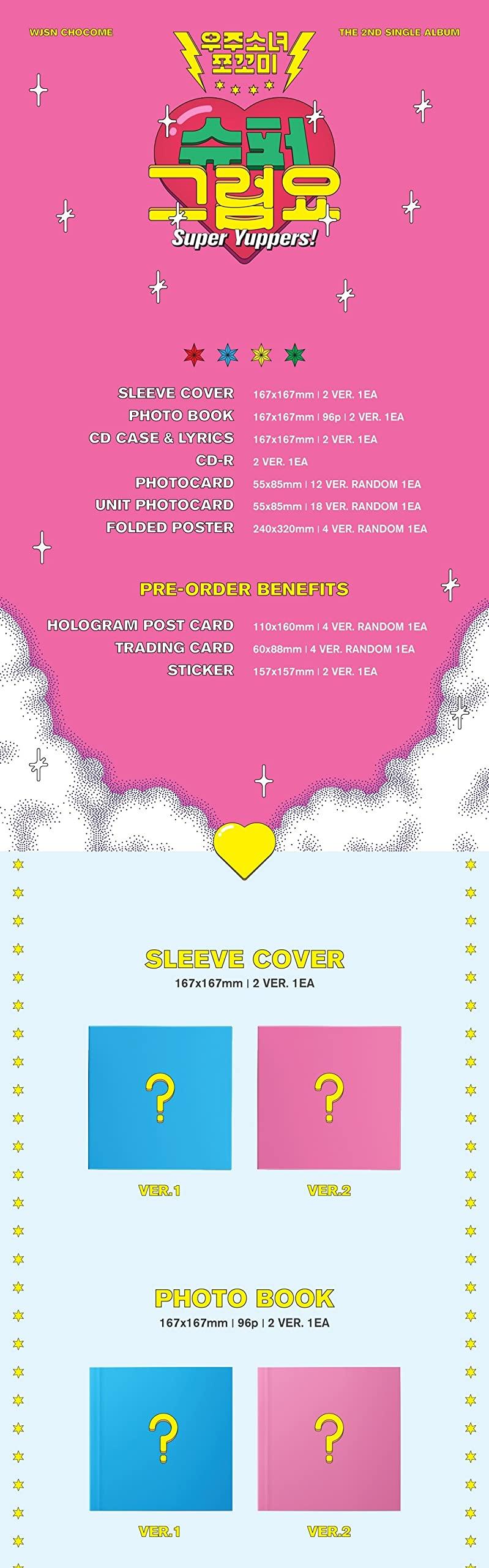 Genie Music WJSN CHOCOME - Super Yuppers! [ver 1.] (2nd Single Album) Album+Pre Order Limited Benefits+BolsVos K-POP eBook (28p),1EA BolsVos Sticker for Toploader, Photocards