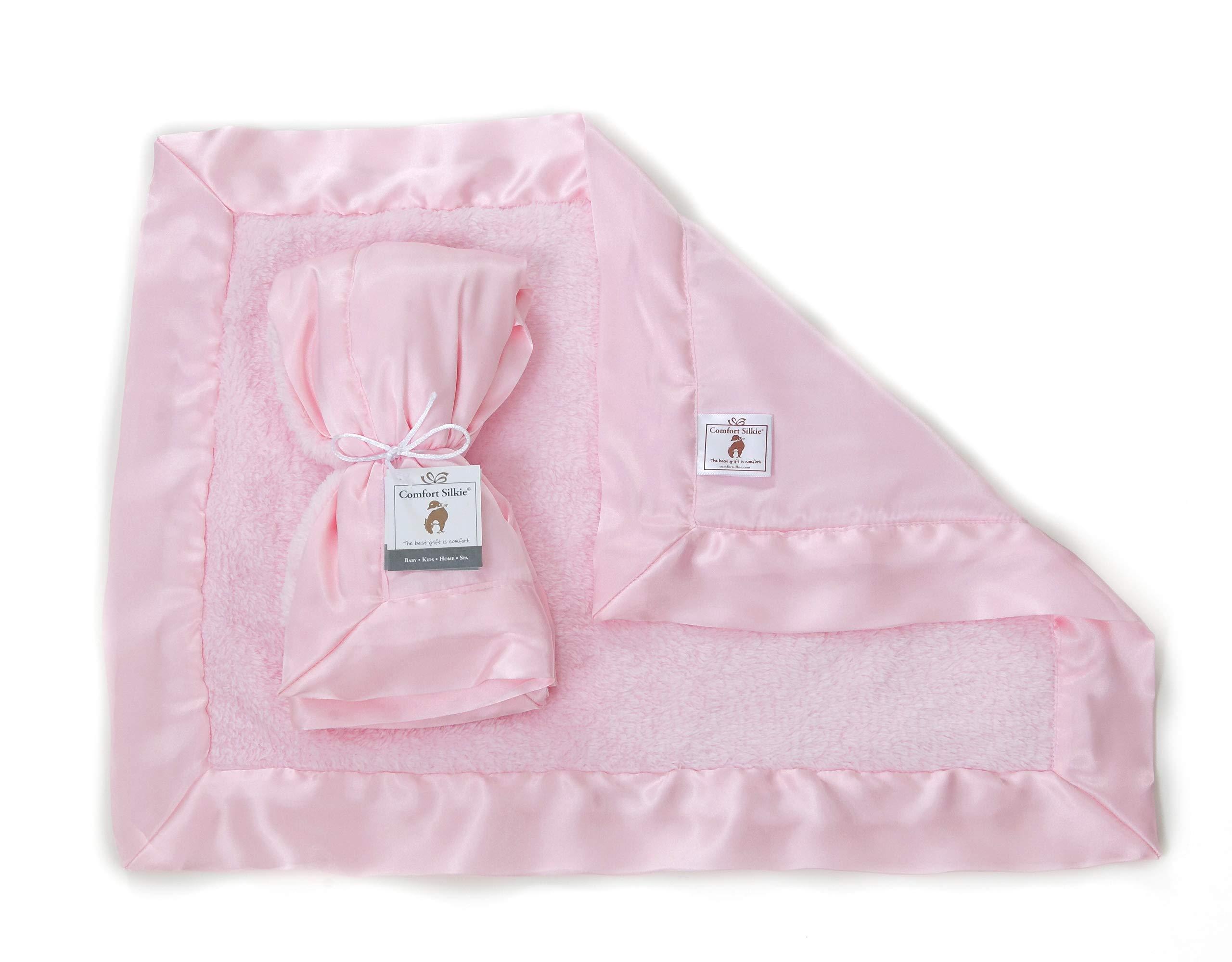 Comfort Silkie Comfort Silkie Luxurious Plush & Satin Security Blanket 14"x17" Pink