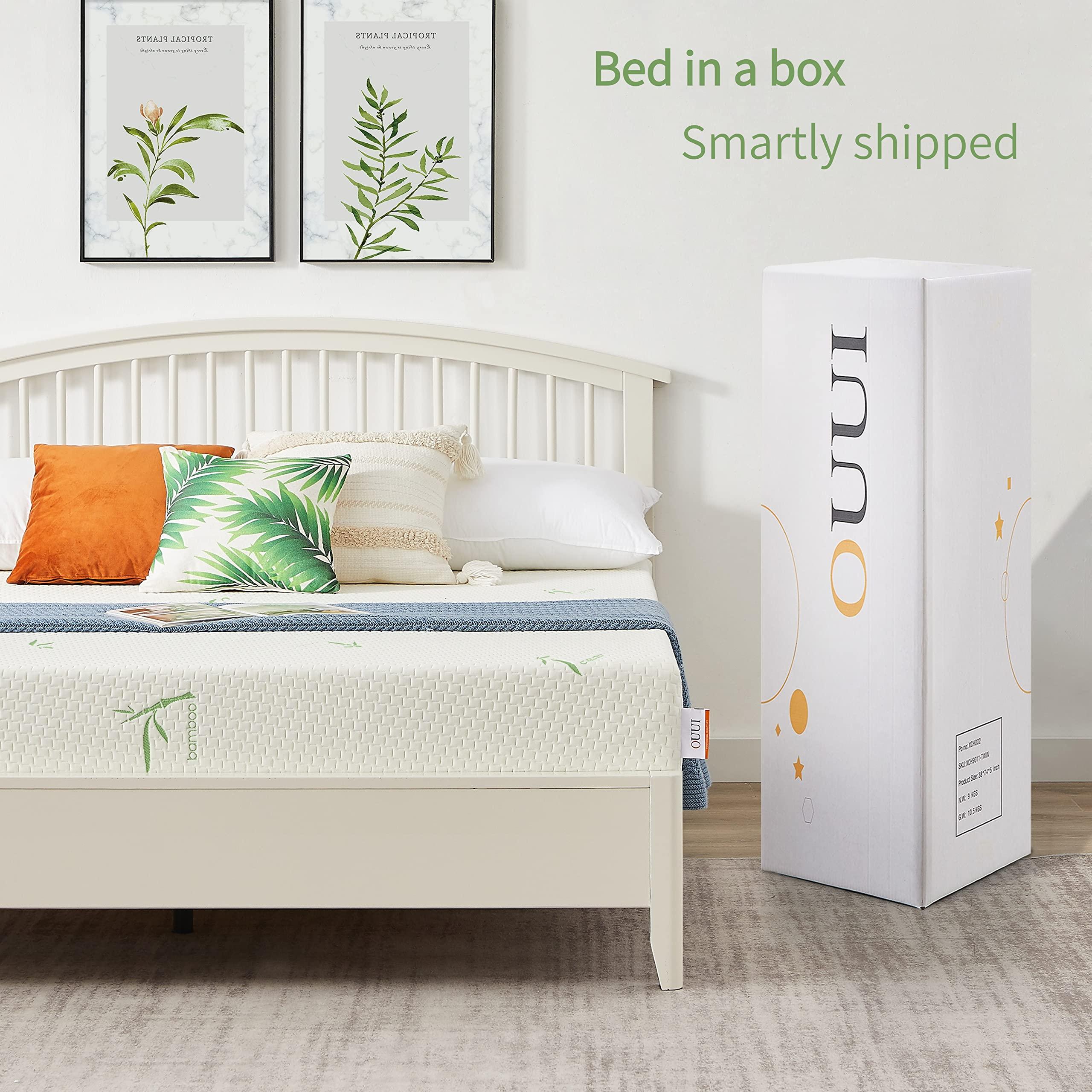 OUUI OUUI Twin Mattress, 5 Inch Memory Foam Mattress in a Box for Kids with Breathable Bamboo Cover, Medium Firm Gel Mattress for Bunk Bed, Trundle Bed, CertiPUR-US Certified
