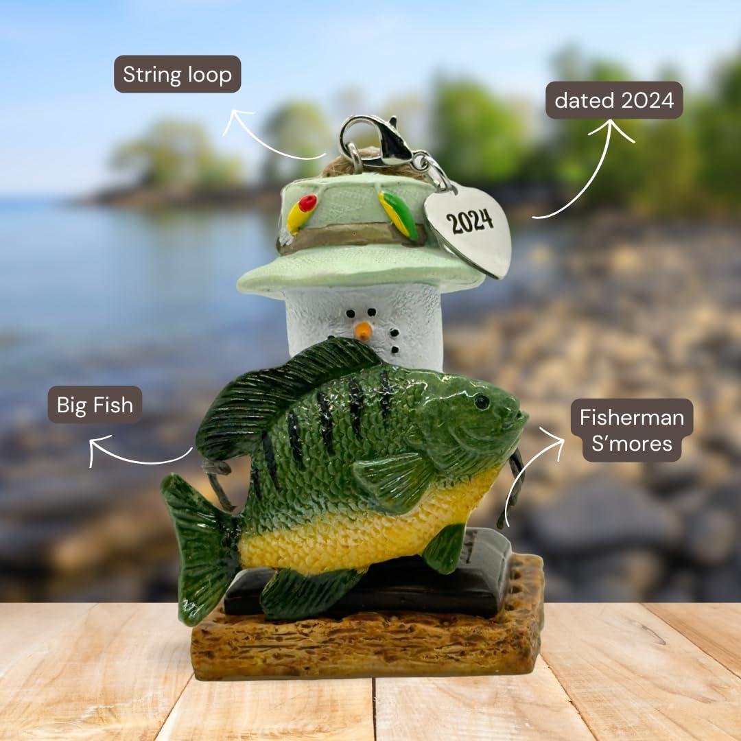 elskandi S\'Mores Biggest Catch Fish Ornaments for Christmas Tree, Gone Fishing Ornament for Dad, Father\'s Day and Birthday 2024
