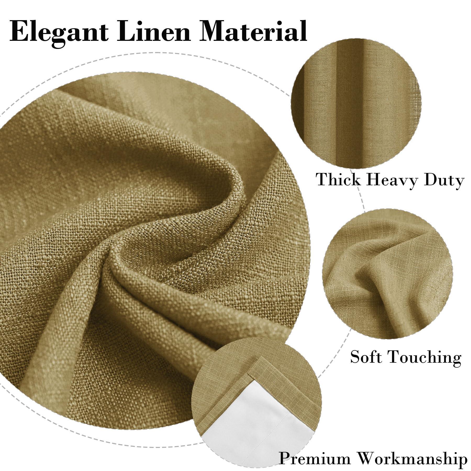 cololeaf coloeaf Blackout Curtains 108 Inches Long 9ft Linen Textured Grommet Curtains for Living Room Bedroom Light Blocking Ceiling Drapes Rustic Farmhouse Drapes Kahki Yellow 100" Wx108 L 1 Panel