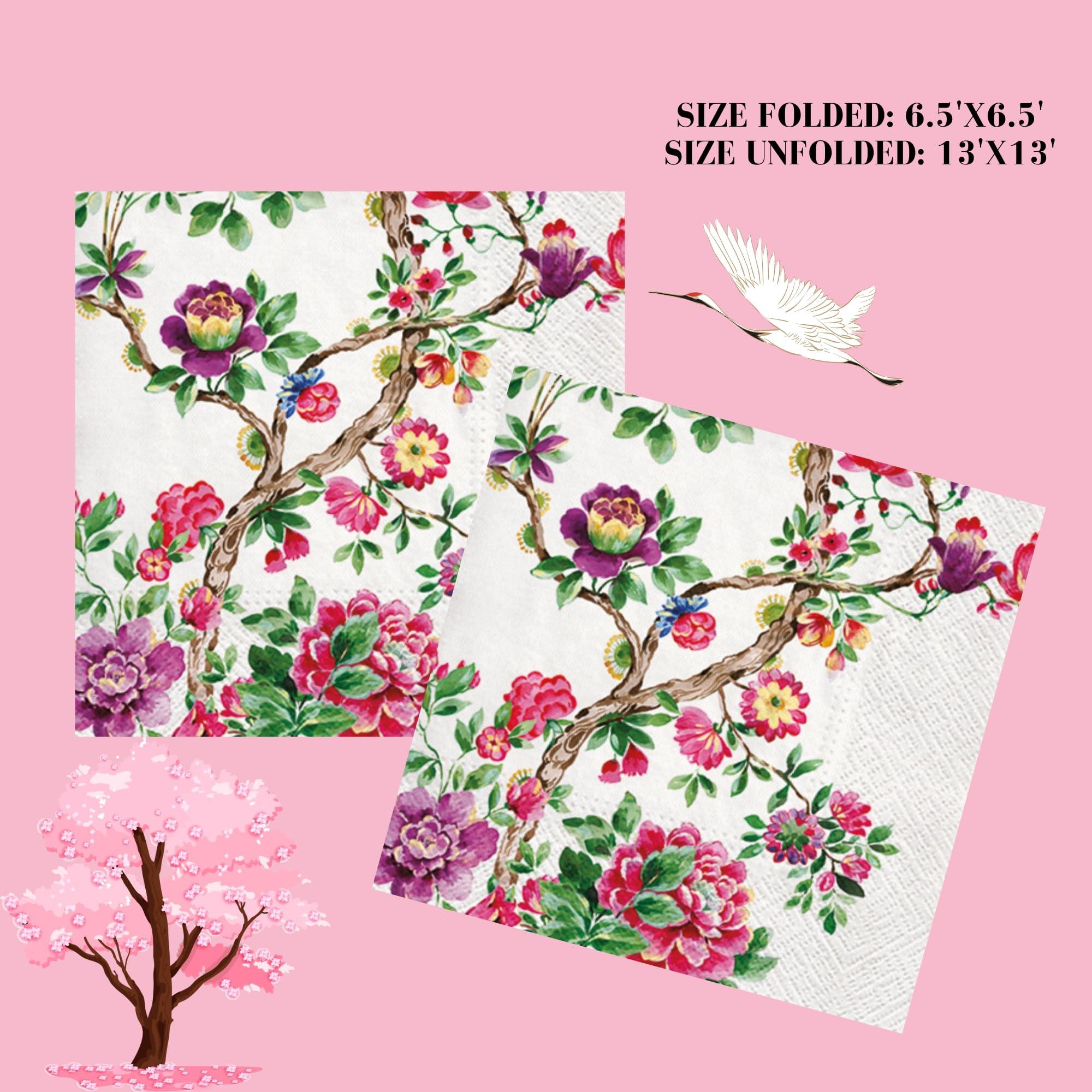 Keep Unique Keep Unique 20-ct 13x13 Flowers Paper Luncheon Decoupage Napkins, 3-Ply Servilletas Floral Napkin for Art, Dinner and Party, Disposable Napkins Decorative (Japanese Garden, Pack of 2)