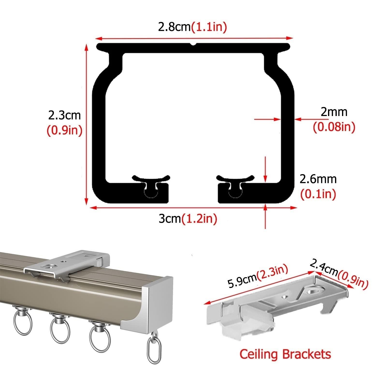 LZMZMQ Heavy Duty Straight Rail Curtain Track, Home/Office Room Divider Curtain Rod - Aluminum Alloy, 3/6/9/13/16/26/32/49 ft Long, Wall/Ceiling Mount, Coffee Color