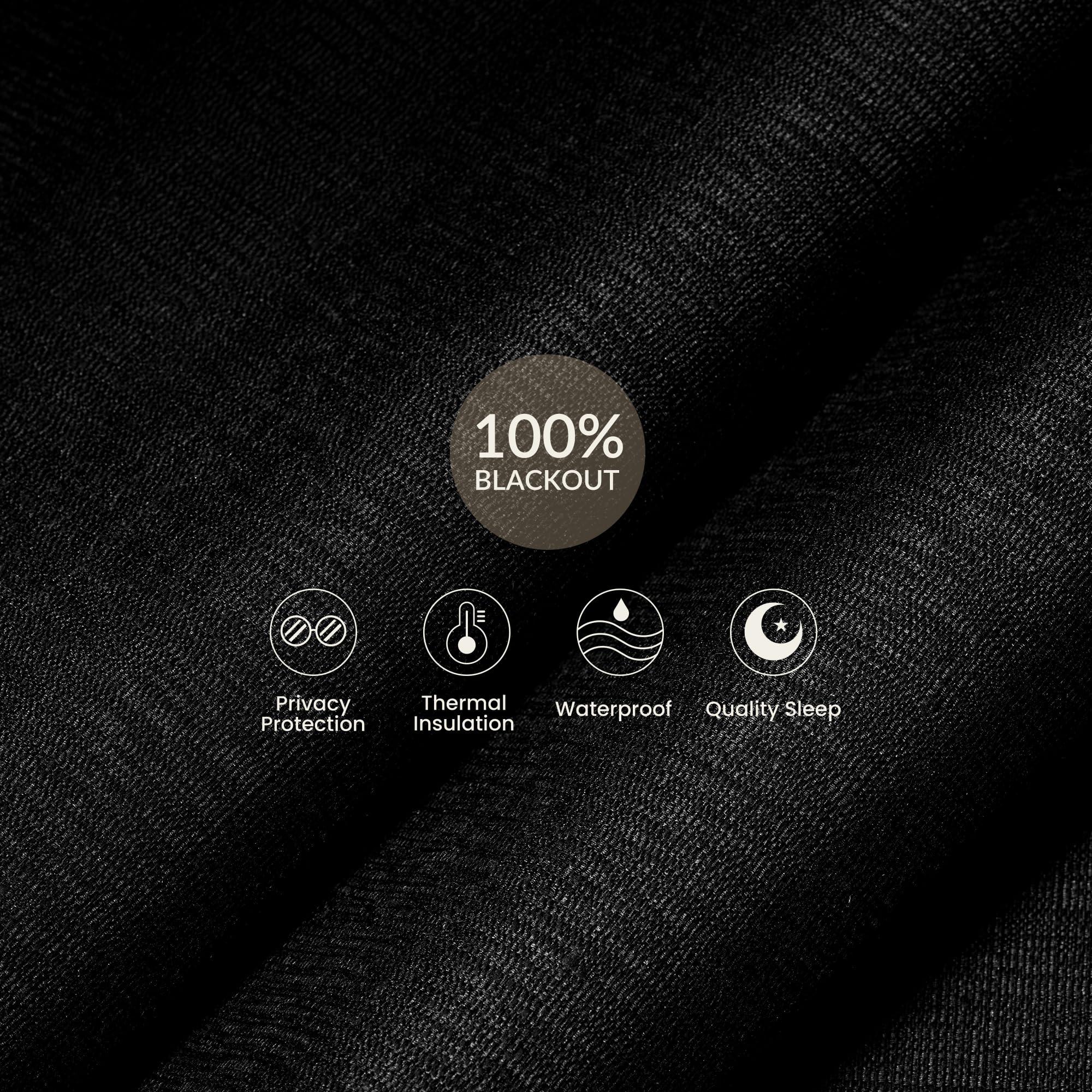 HOTSOON HOTSOON Blackout Linen Roller Shades for Windows Cordless Room Darkening Roller Blinds Easy to Install with Cassette Valance Black Out Window Shades for Home Office Living Room Black,81" W x 48" H