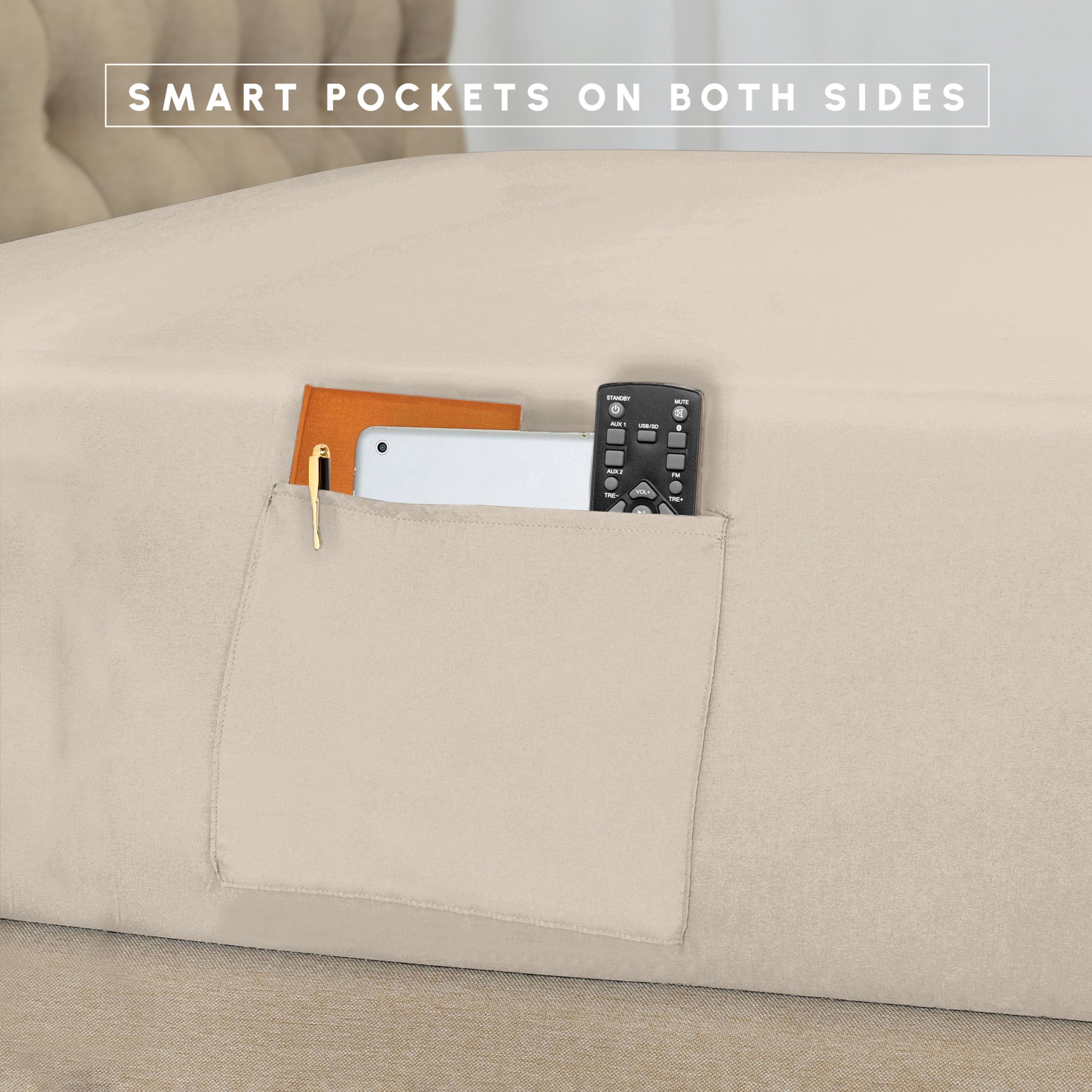 Elegant Comfort Elegant Comfort 8-Piece Pinch Pleated Comforter Set - All Season Complete Bed in a Bag, Includes 4pc Smart Sheet Set, Bed Skirt, Comforter, Matching Pillowcases and Shams, King/Cal King, Cream