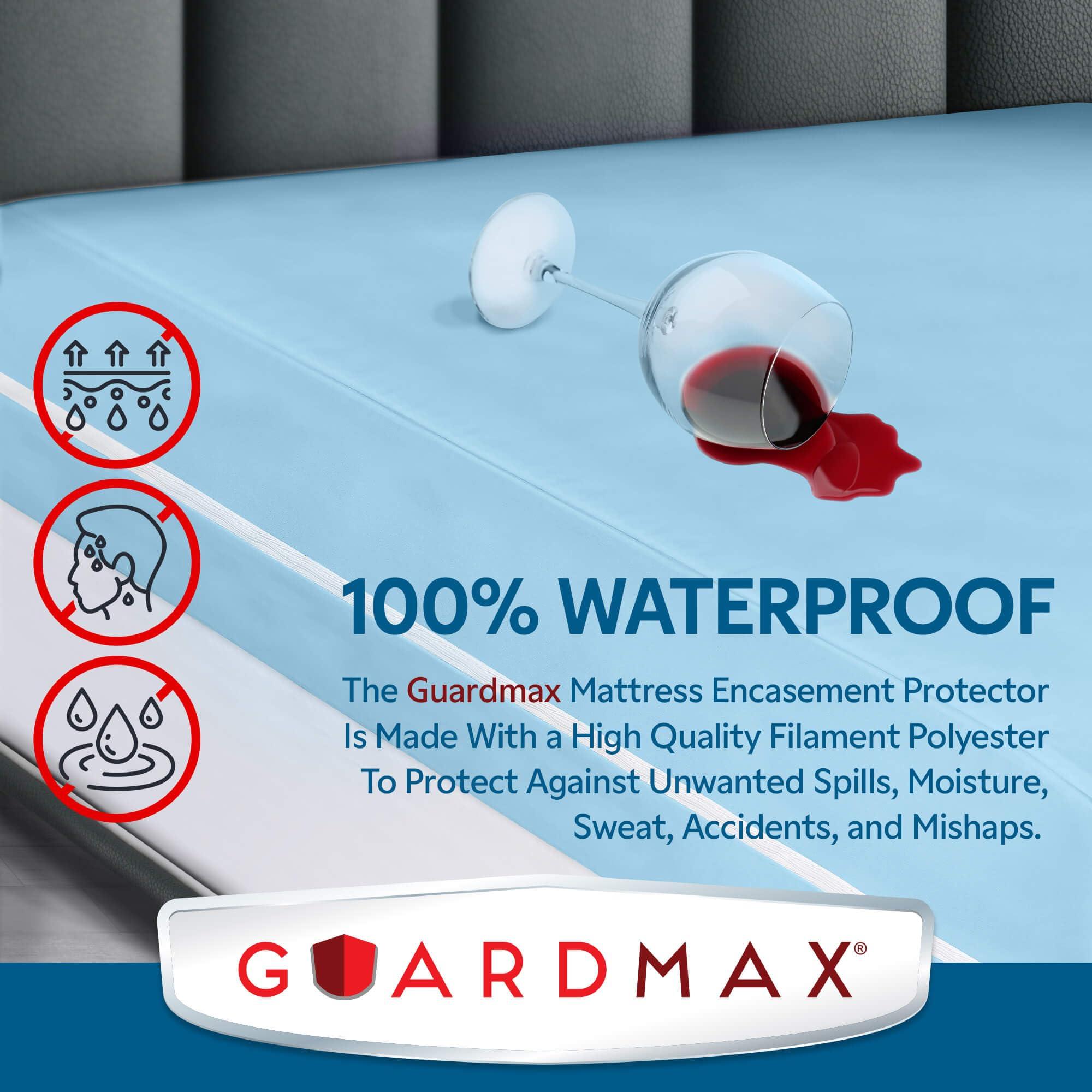 Guardmax Guardmax Premium Cot Size Zippered Mattress Encasement - Waterproof and Bed Bug Proof Mattress Protector - Protects Against Dust Mites, Bedbugs, Dust, Dirt, Stains, Spills, and Allergies.