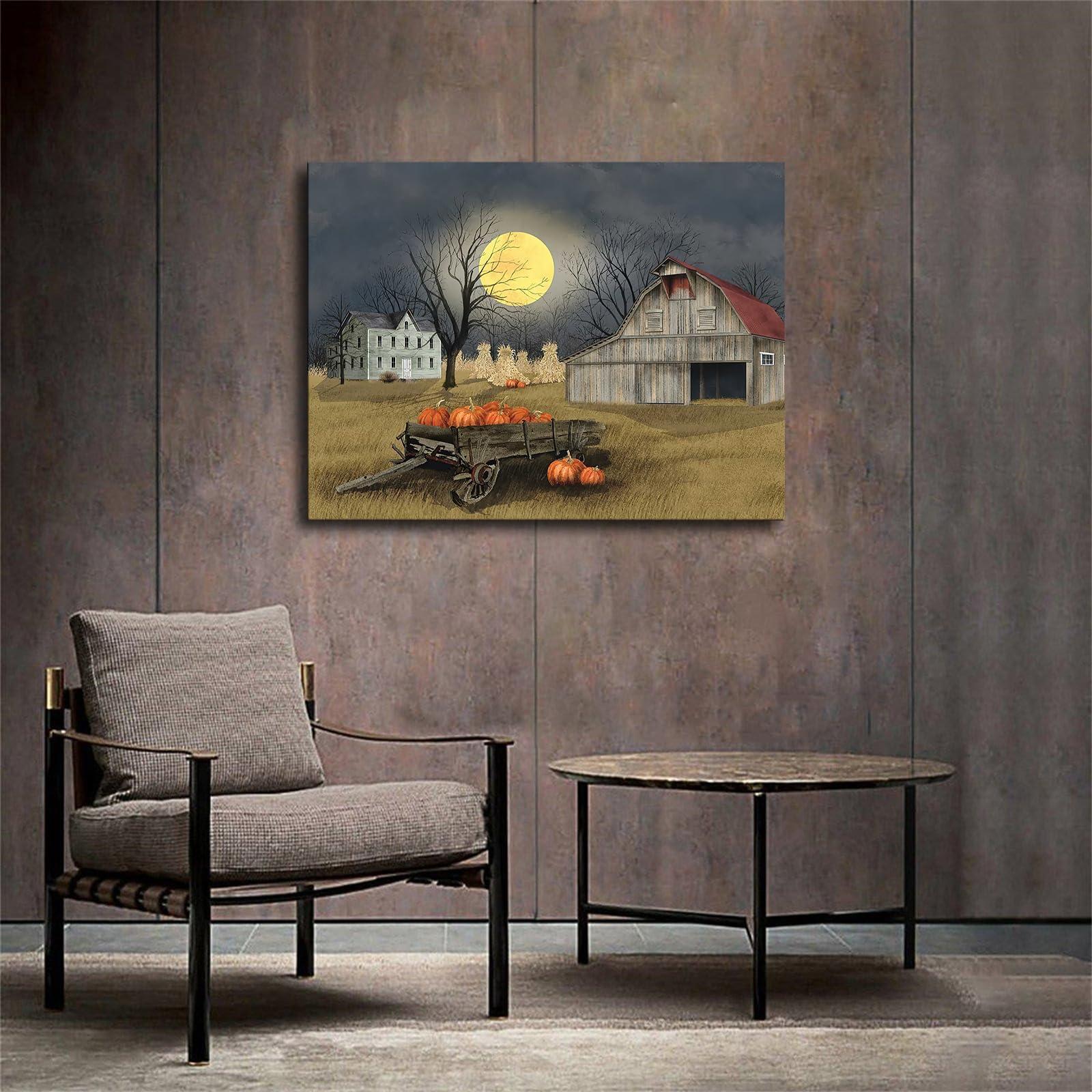 AuLYn AuLYn Harvest Moon By Billy Jacobs Poster Canvas Print Modern Office Living Room Bathroom Decor Wall Art Gift (Unframed,2030inch)