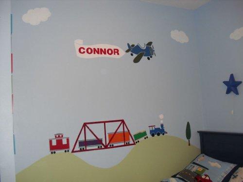 My Wonderful Walls Full 5 Piece Train Stencil for Painting a Train on The Walls of a Transportation Mural