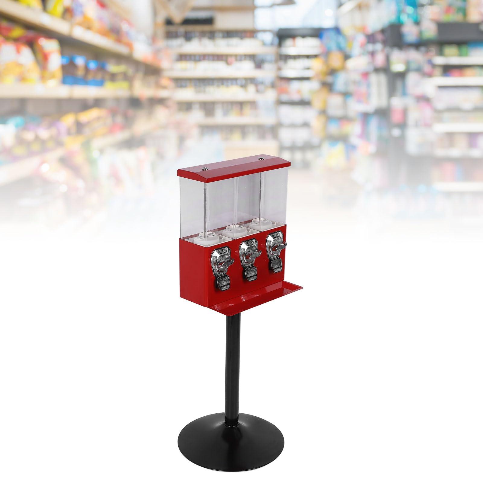NOENNULL Commercial Vending Machine, Large Business Vending Machines Candy Vending Machine with Stand Anti Theft Keys 3 Individual Candy Boxes Operated for Store