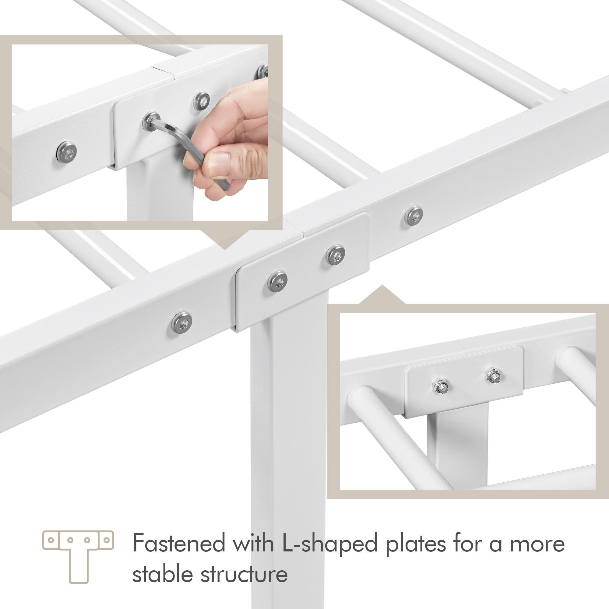 Yaheetech Yaheetech Metal Platform King Bed Frame Mattress Foundation with Headboard and Footboard No Box Spring Needed Under Bed Storage Steel Slats White