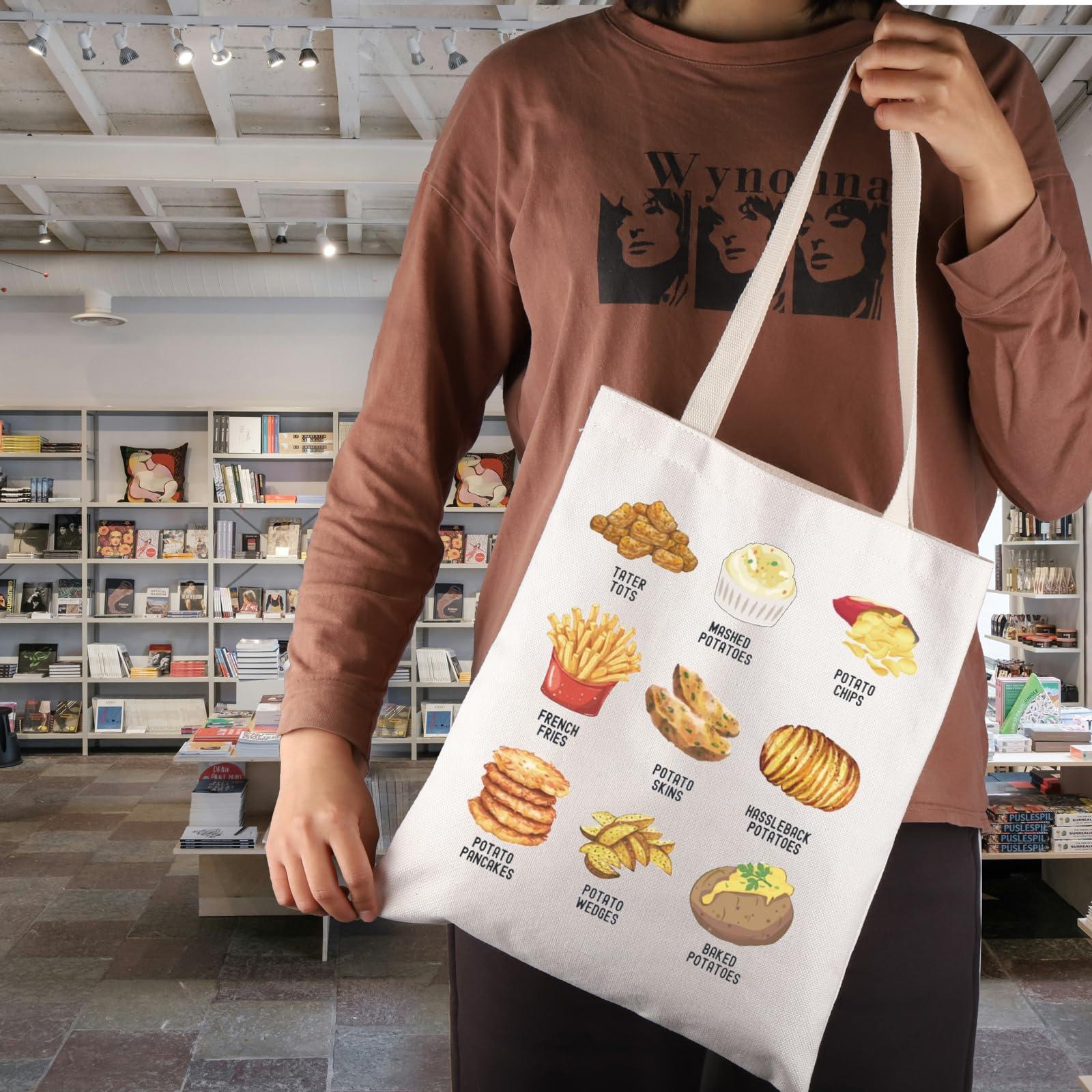 JNIAP JNIAP Potato Lovers Gift French Fry Tote Bag Potato Classification Gift For Her (Fry Potato Tote Bag)