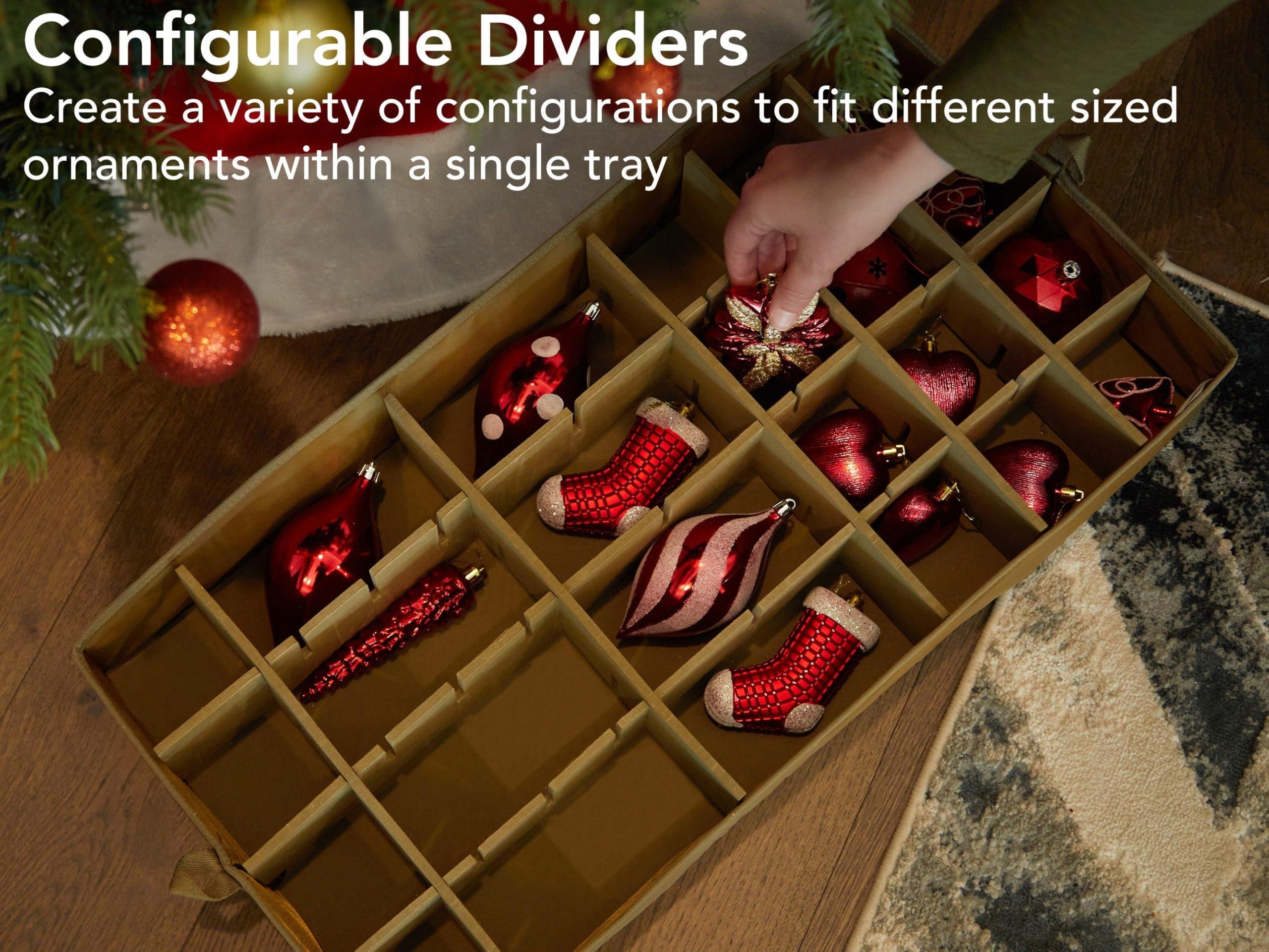 Covermates Covermates Keepsakes Adjustable Ornament Storage Box, Carrying Handles, Padded Protection - Holiday Storage-Red