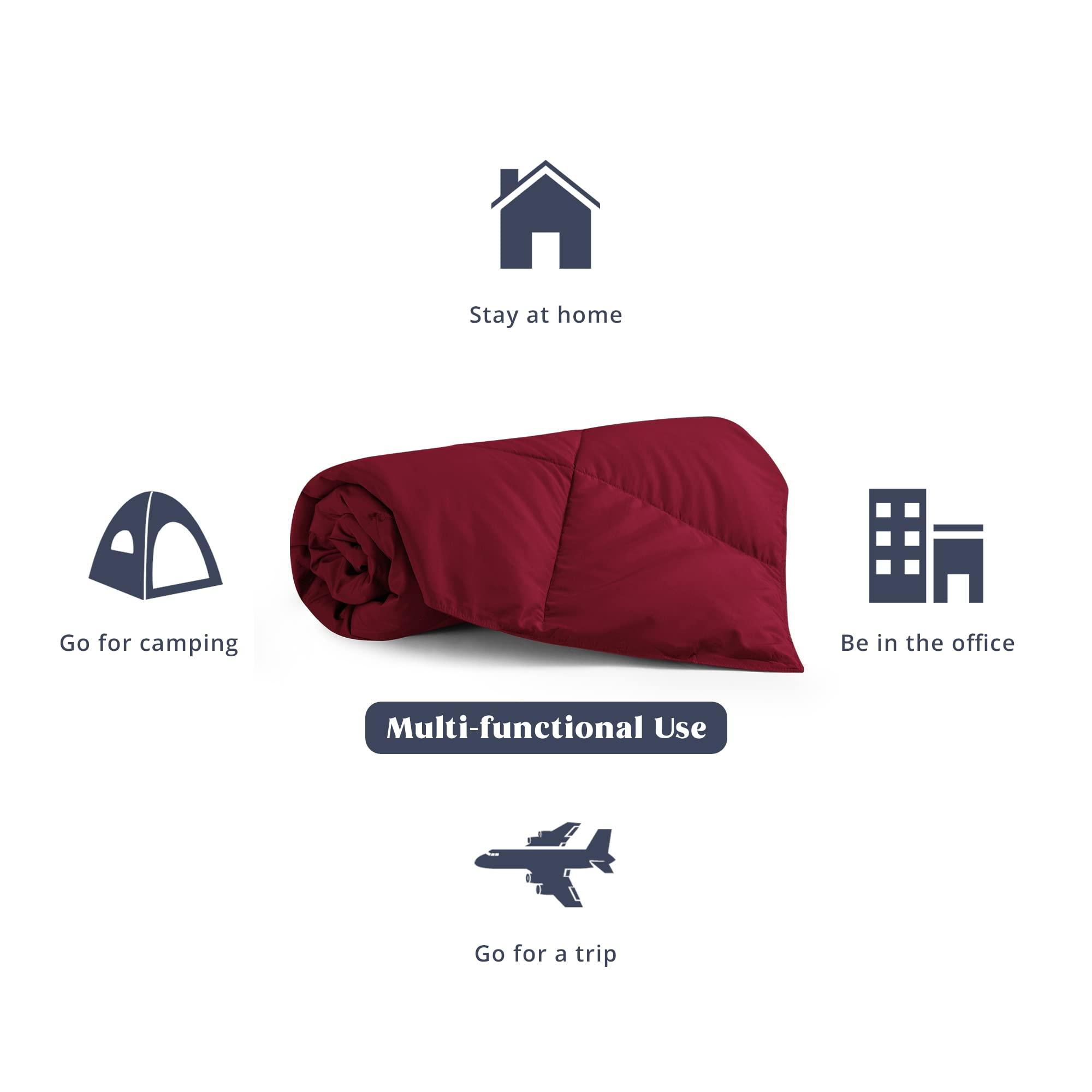 puredown Puredown Soft Feather Down Throw Blanket Lightweight Packable Couch Throw for Indoor and Outdoor Use, 50\"X70\", Wine