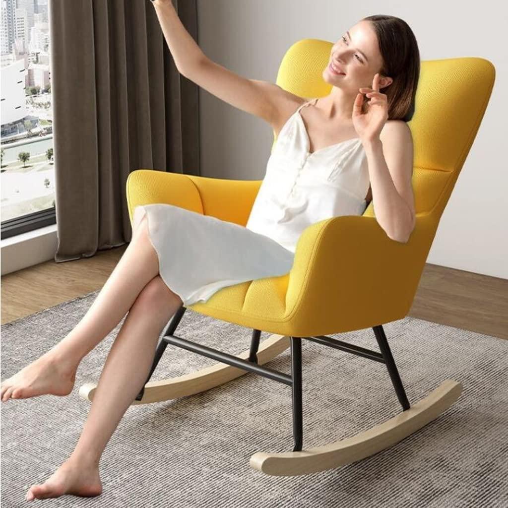 MEHWSUR Rocking Chair for Nursery with Ottomans,Velvet Rocker Relaxing Recliner Chair,Comfy Rocking Armchair with High Backrest for Adults Living Room Bedroom (Color : Pink)