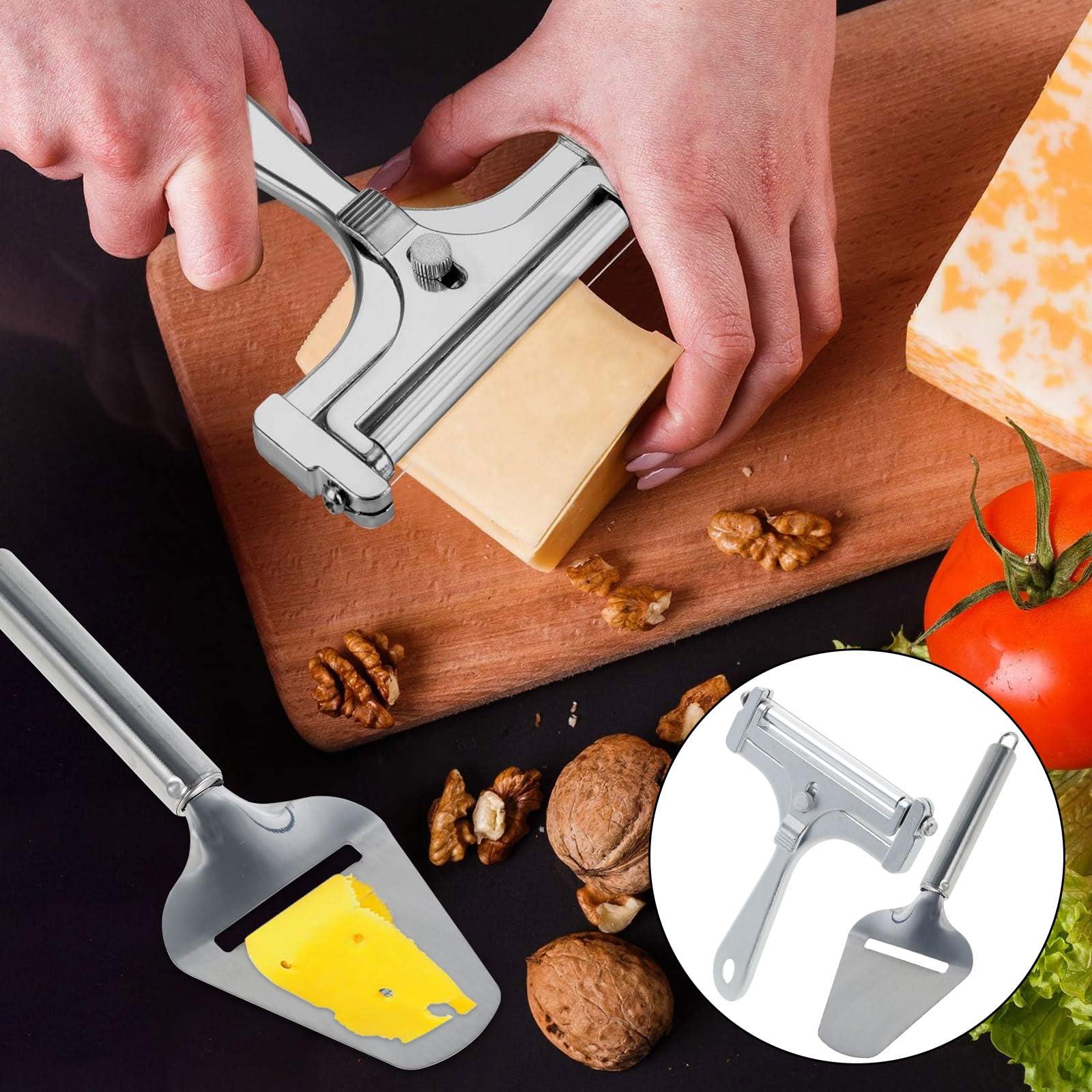 ZJRDYYK ZJRDYYK Wire Cheese Slicer Stainless Steel, Adjustable Cheese Slicer Handheld Cutter, Butter Cheese Slicer Cutter, Cheese Slicer Kit (Cheese Slicer + Cheese Shovel)