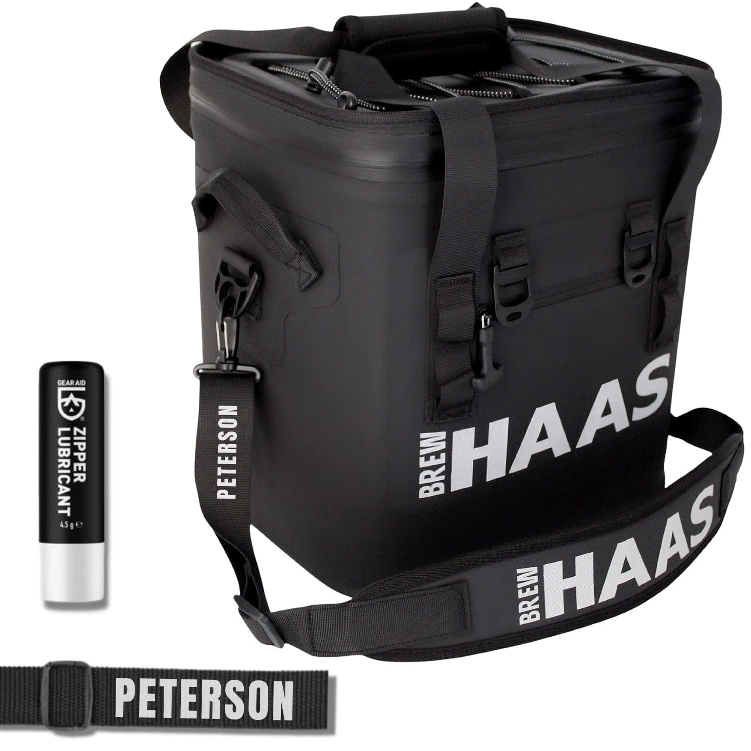 BREW HAAS BREW HAAS Personalized/Customized Soft Sided Cooler Bag, Matte Black, Leak Proof Zipper, Insulated, Waterproof, Keeps Items Cold for 24+ Hours for Groomsmen, Birthday gifts